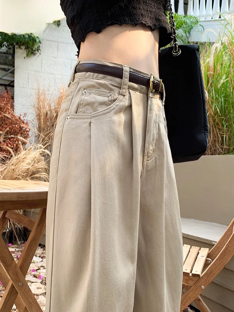 High Waist Wide Leg Denim Jeans Women's Loose Drapey Folded Design Slimming Straight Floor-Length Pants Autumn Collection
High Waist Wide Leg Denim Jeans Women's Loose Drapey Folded Design Slimming Straight Floor-Length Pants Autumn Collection