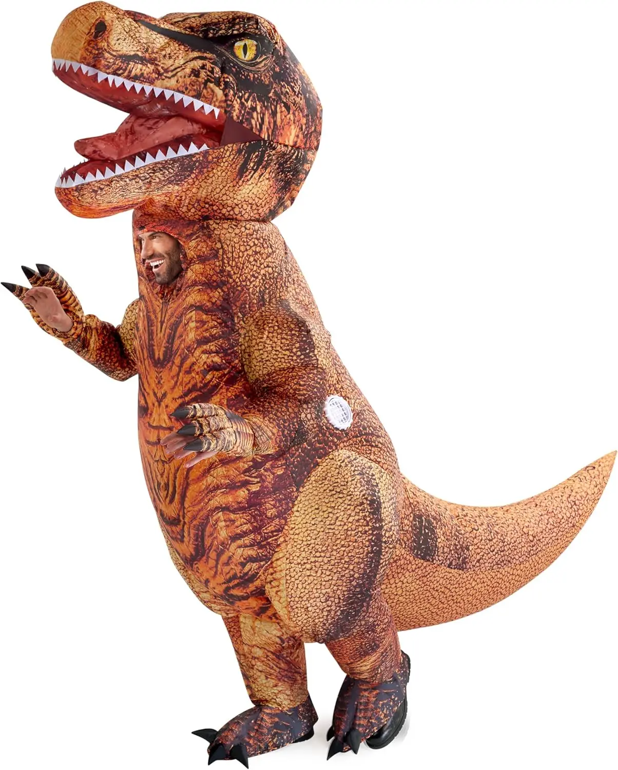 Realistic T-Rex Inflatable Costume, Full Body Brown Dinosaur Suit for Halloween Dress Up Parties
Realistic T-Rex Inflatable Costume, Full Body Brown Dinosaur Suit for Halloween Dress Up Parties