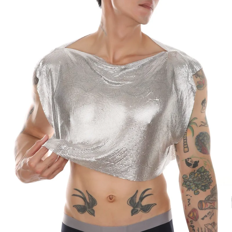 Men Tank Top Solid Color Sleeveless Faux Leather Sexy Crop Tops Men Streetwear Silver Vests Metal Aluminum Sheet Gold Silver
Men Tank Top Solid Color Sleeveless Faux Leather Sexy Crop Tops Men Streetwear Silver Vests Metal Aluminum Sheet Gold Silver