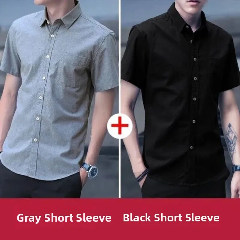 Slim Fit Men's Short Sleeve Shirt Oxford Weave Casual Business Grey Shirt No Brand Youth Popular Summer No Iron Treatment
Slim Fit Men's Short Sleeve Shirt Oxford Weave Casual Business Grey Shirt No Brand Youth Popular Summer No Iron Treatment