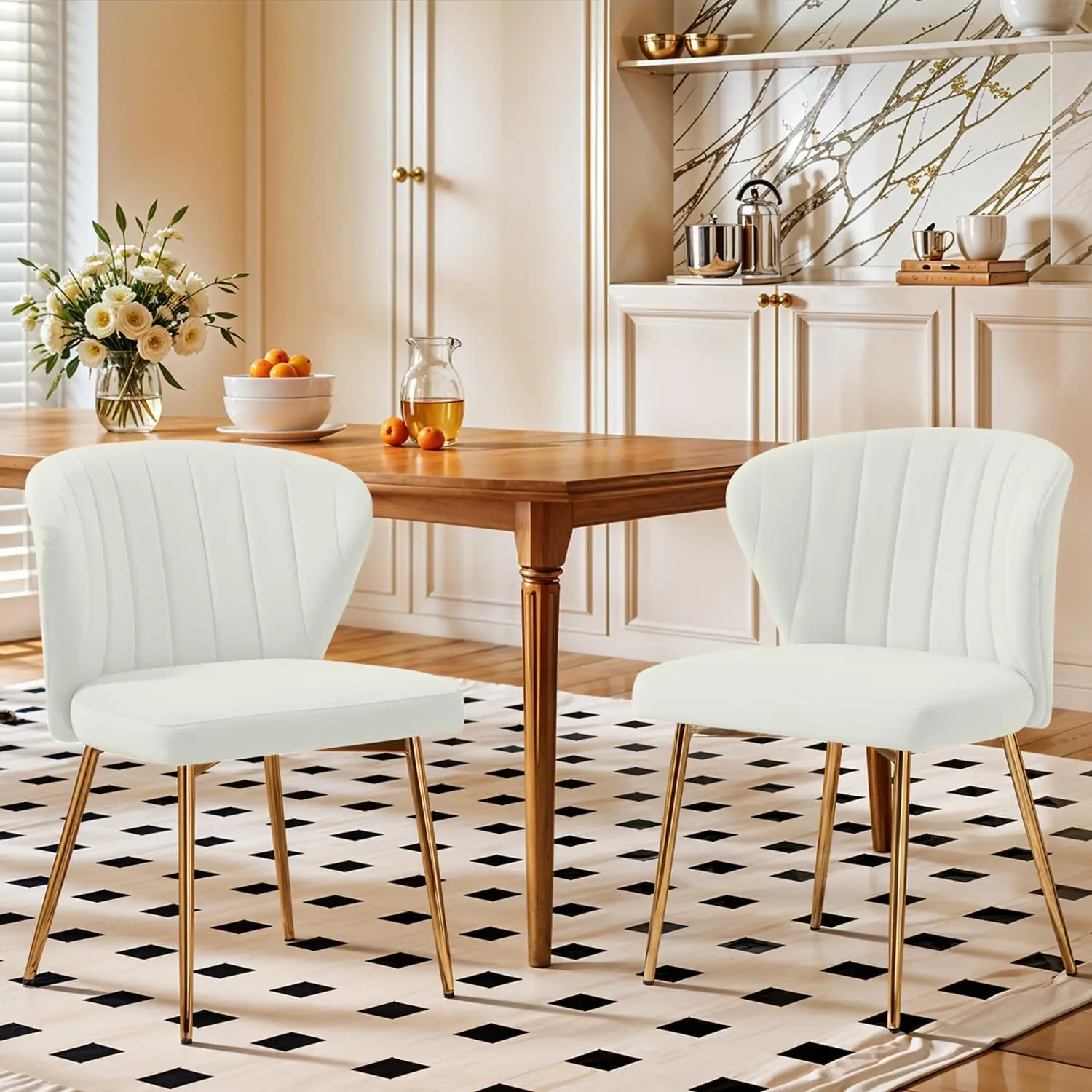 Бархатные обеденные стулья, набор из 2-х современных мягких туалетных столиков с золотыми металлическими ножками для кухни, столовой, туалетного столика, патио
Бархатные обеденные стулья, набор из 2-х современных мягких туалетных столиков с золотыми металлическими ножками для кухни, столовой, туалетного столика, патио