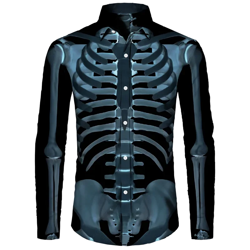 3D Skeleton Print Button Shirt for Men & Women, 2024 Halloween Cosplay Long Sleeve Streetwear Top
3D Skeleton Print Button Shirt for Men & Women, 2024 Halloween Cosplay Long Sleeve Streetwear Top