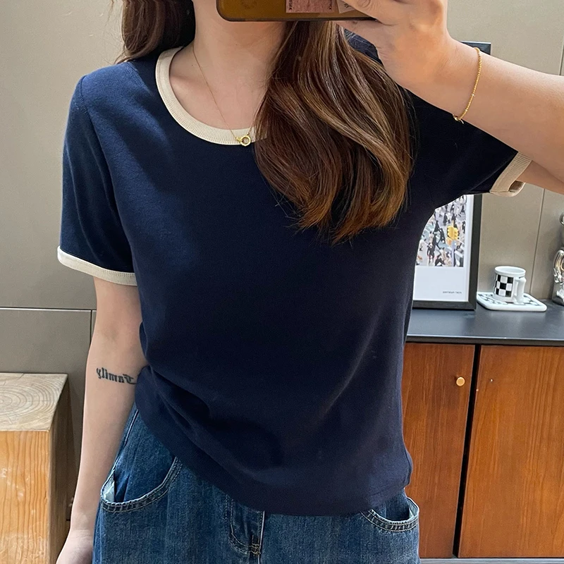 New Fashion Hit Color Screw Thread Women T-shirts 2023 Summer Casual O-neck Short Sleeve T Shirt Female Chic Slim Tees Tops
New Fashion Hit Color Screw Thread Women T-shirts 2023 Summer Casual O-neck Short Sleeve T Shirt Female Chic Slim Tees Tops