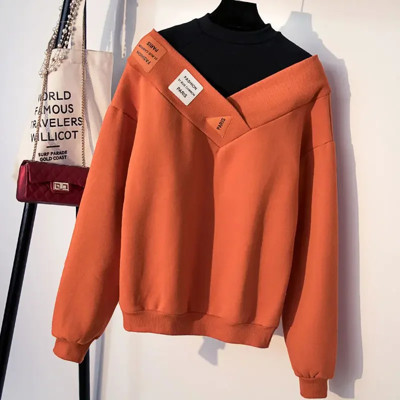 Pullover Sweater Shirts For Women Autumn Winter 2025 New Fashion Fake Two-piece Tops Korean Style Long Sleeved Pullovers Clothes
Pullover Sweater Shirts For Women Autumn Winter 2025 New Fashion Fake Two-piece Tops Korean Style Long Sleeved Pullovers Clothes