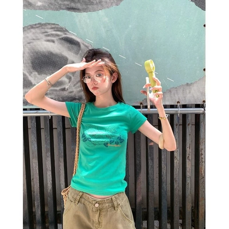 HOUZHOU Vintage Y2k Print T-shirts Women Harajuku Gothic Green Slim Up Crop Tops American Retro Summer Graphic Short Sleeve Tees
HOUZHOU Vintage Y2k Print T-shirts Women Harajuku Gothic Green Slim Up Crop Tops American Retro Summer Graphic Short Sleeve Tees