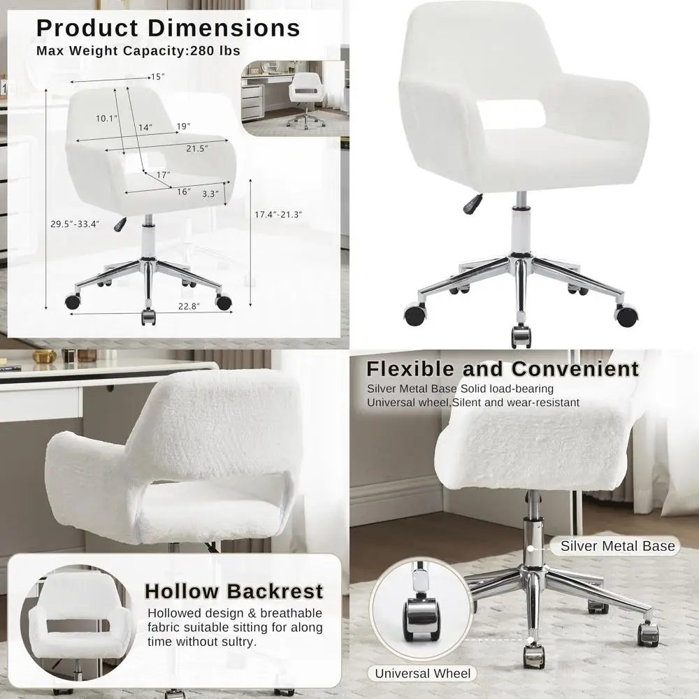 Роскошное вращающееся кресло для макияжа из искусственного меха, современное пушистое кресло для макияжа, регулируемое кресло с серебристым основанием, белое эргономичное офисное кресло
Роскошное вращающееся кресло для макияжа из искусственного меха, современное пушистое кресло для макияжа, регулируемое кресло с серебристым основанием, белое эргономичное офисное кресло