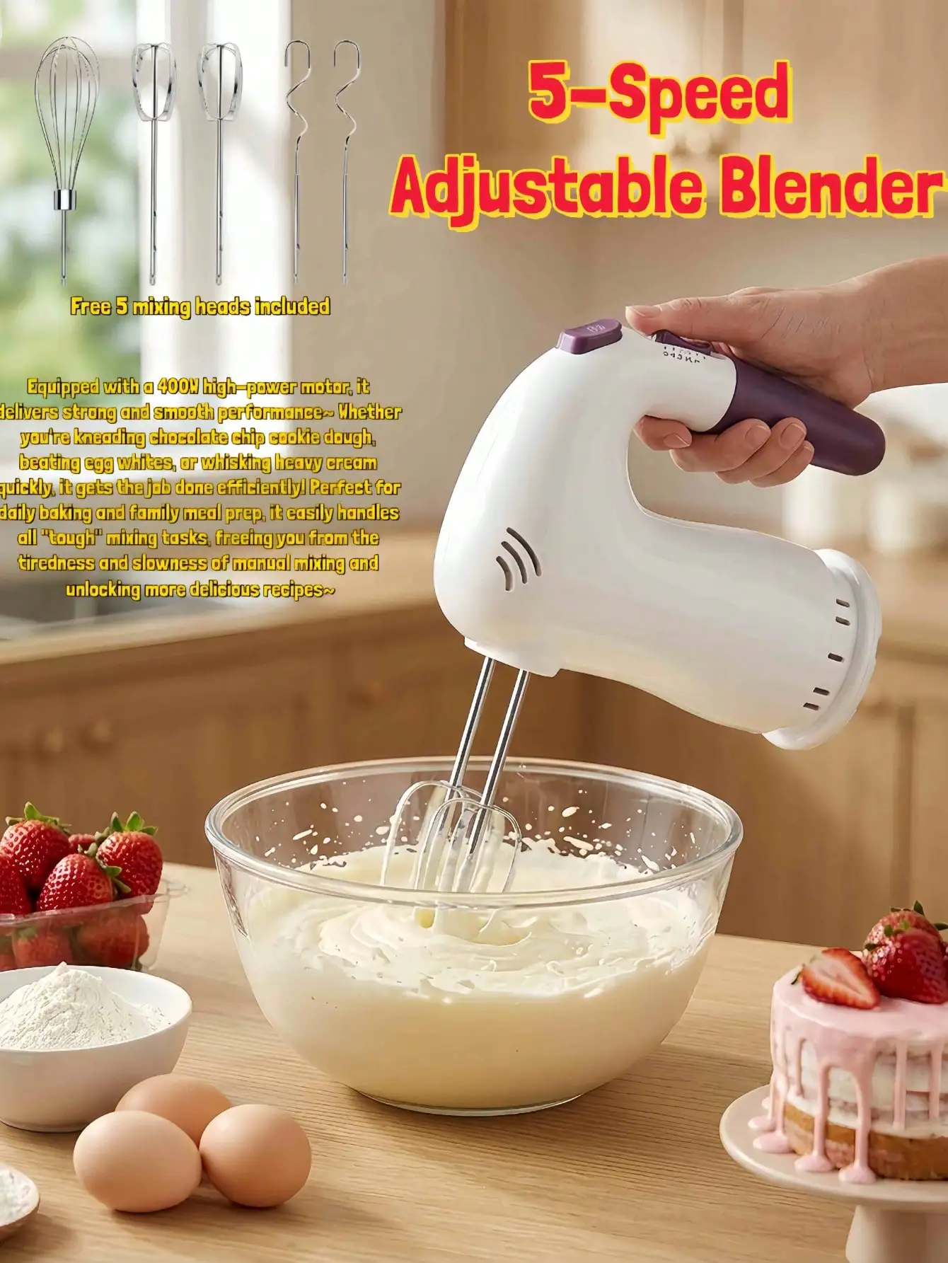 OCTAVO Versatile 5-Speed Electric Egg Beater –Home Appliance Stirrer, Handheld Mixer For Baking & Cooking | Stainless Steel Whis
OCTAVO Versatile 5-Speed Electric Egg Beater –Home Appliance Stirrer, Handheld Mixer For Baking & Cooking | Stainless Steel Whis
