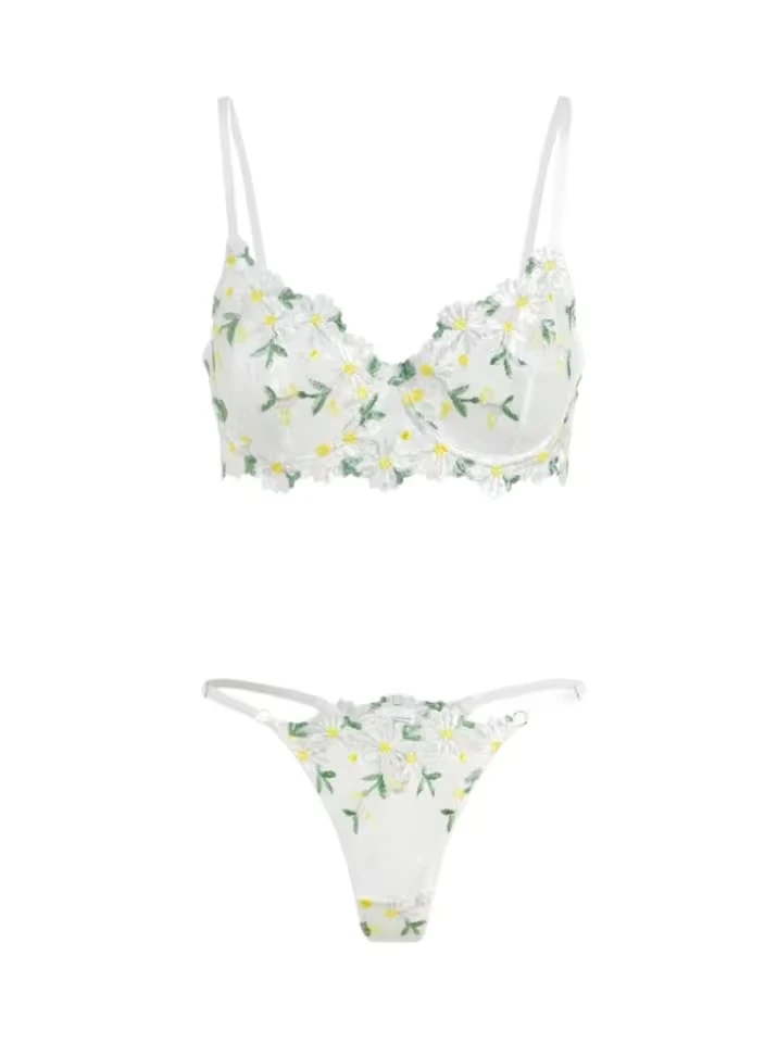 French Lace Fresh Floral Embroidery Bra See Through Pure Womens Erotic Seductive Underwears Apparels Clothings Sexy Lingerie Set
French Lace Fresh Floral Embroidery Bra See Through Pure Womens Erotic Seductive Underwears Apparels Clothings Sexy Lingerie Set