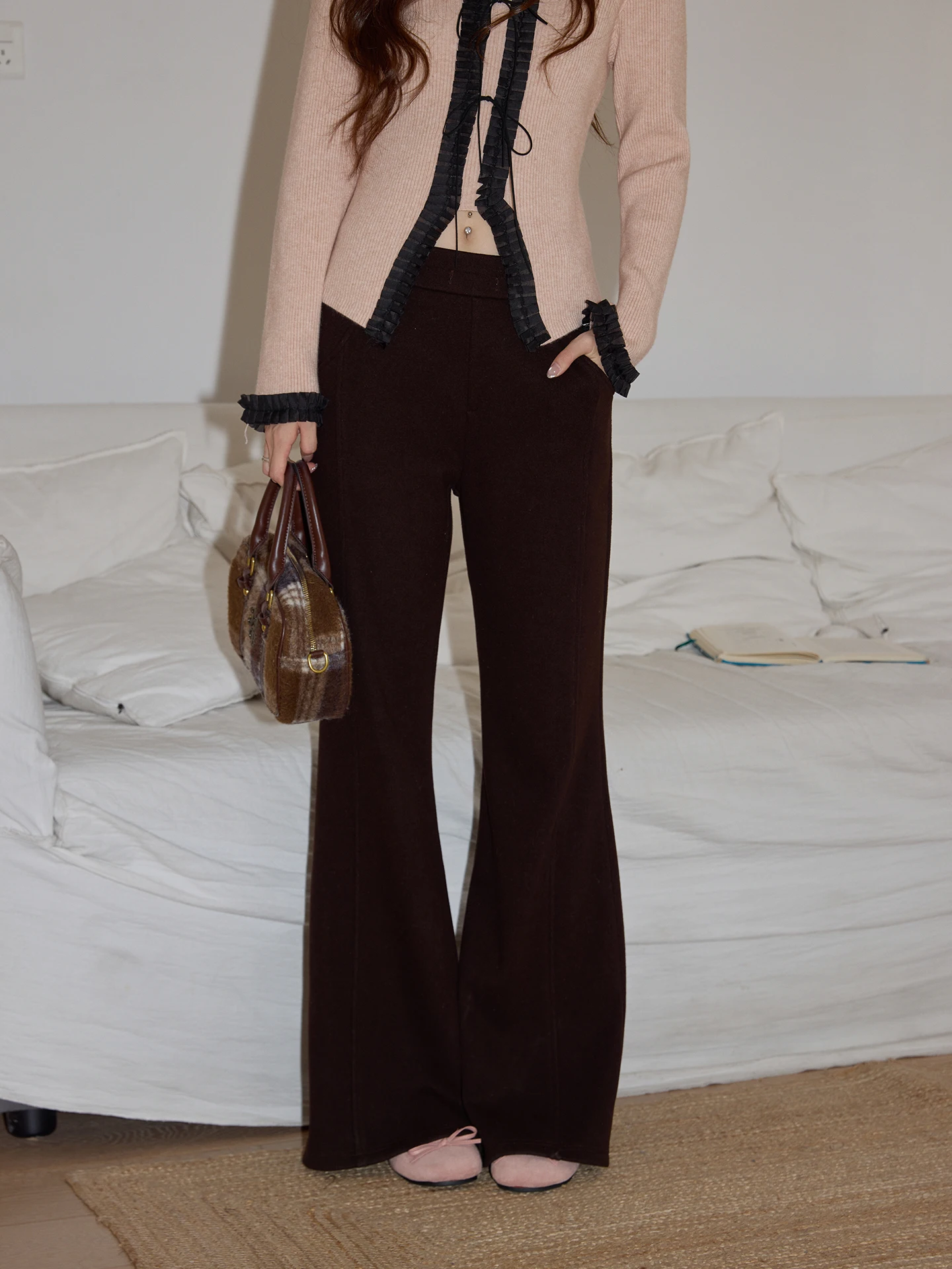 Cé Brown Fce Lined High Waist Flared Casual Pants Women's Winter Slim Fit Drapey Floor Length Trousers Commute Wear
Cé Brown Fce Lined High Waist Flared Casual Pants Women's Winter Slim Fit Drapey Floor Length Trousers Commute Wear