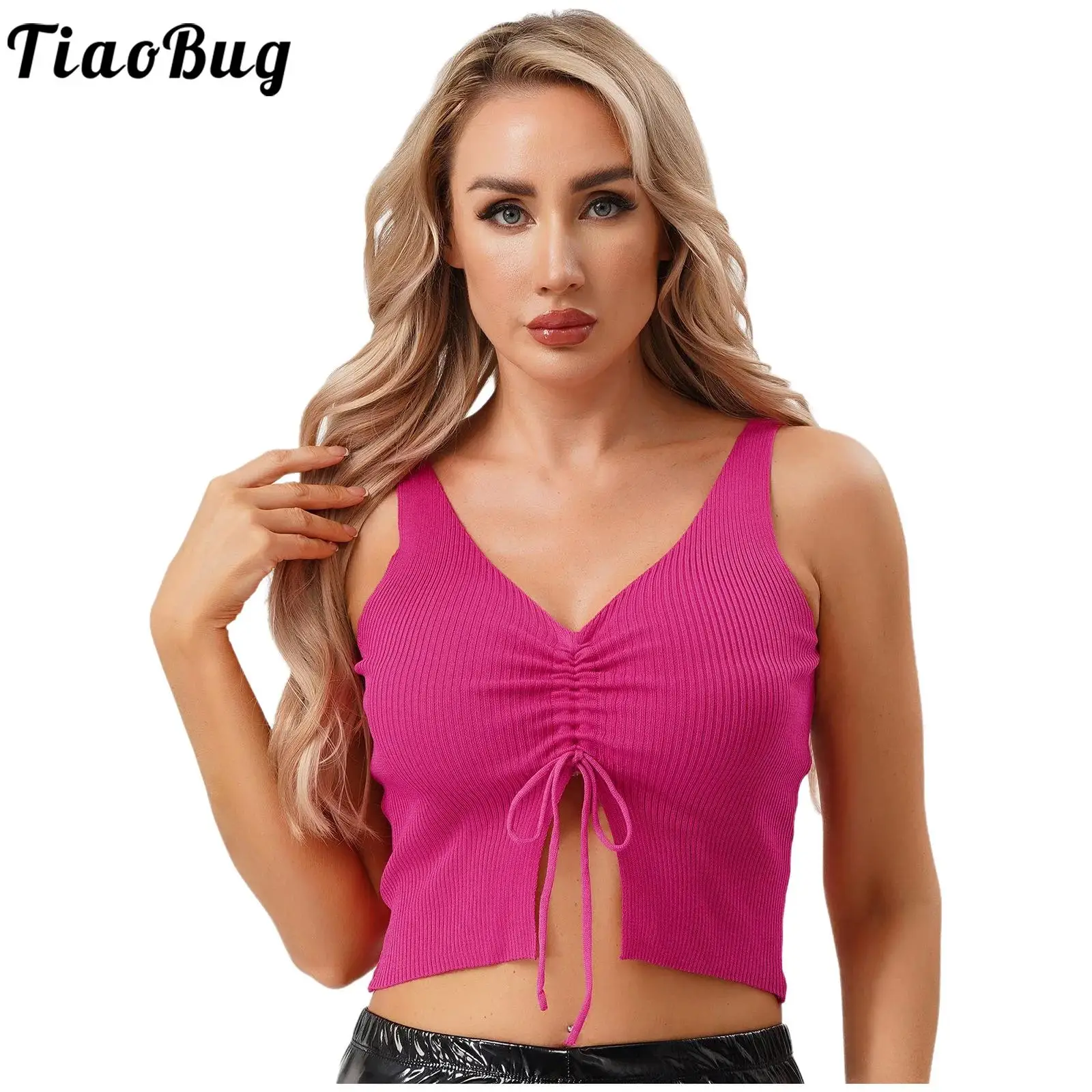Women Stretchy Ribbed Cropped Tank Top Rave Party V Neck Sleeveless Front Drawstring Slit Vest Crop Tops for Holiday Hiking
Women Stretchy Ribbed Cropped Tank Top Rave Party V Neck Sleeveless Front Drawstring Slit Vest Crop Tops for Holiday Hiking