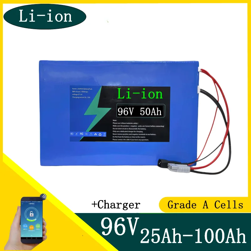 96v 50Ah 100Ah lithium ion battery bluetooth BMS APP for motor robot scooter motorcycle golf cart Forklift boat AGV + Charger
96v 50Ah 100Ah lithium ion battery bluetooth BMS APP for motor robot scooter motorcycle golf cart Forklift boat AGV + Charger