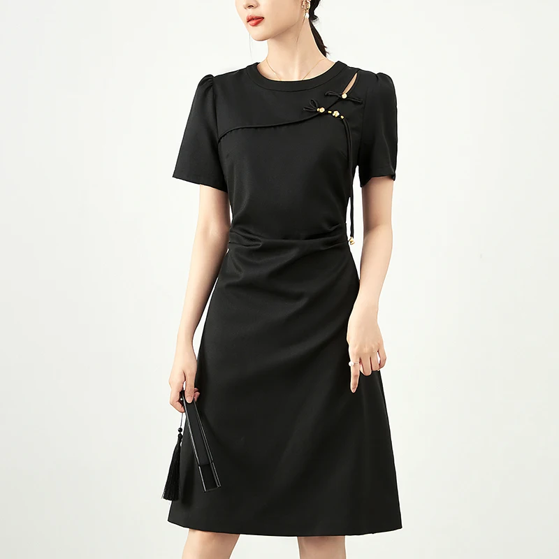 Elegant Fashion Dresses For Women 2024 Summer Chinese Style Short Sleeve Women's Clothing Solid Vintage Party Dress A-line Slim
Elegant Fashion Dresses For Women 2024 Summer Chinese Style Short Sleeve Women's Clothing Solid Vintage Party Dress A-line Slim
