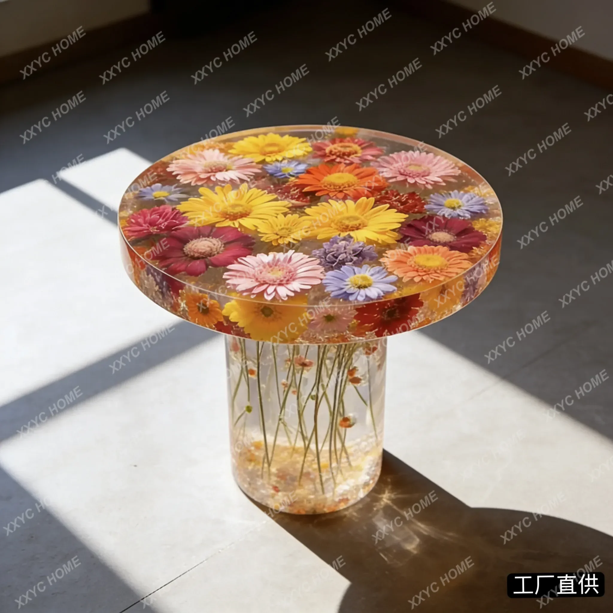 Villa transparent resin round coffee table living room B&B atmosphere light luxury side table
Villa transparent resin round coffee table living room B&B atmosphere light luxury side table