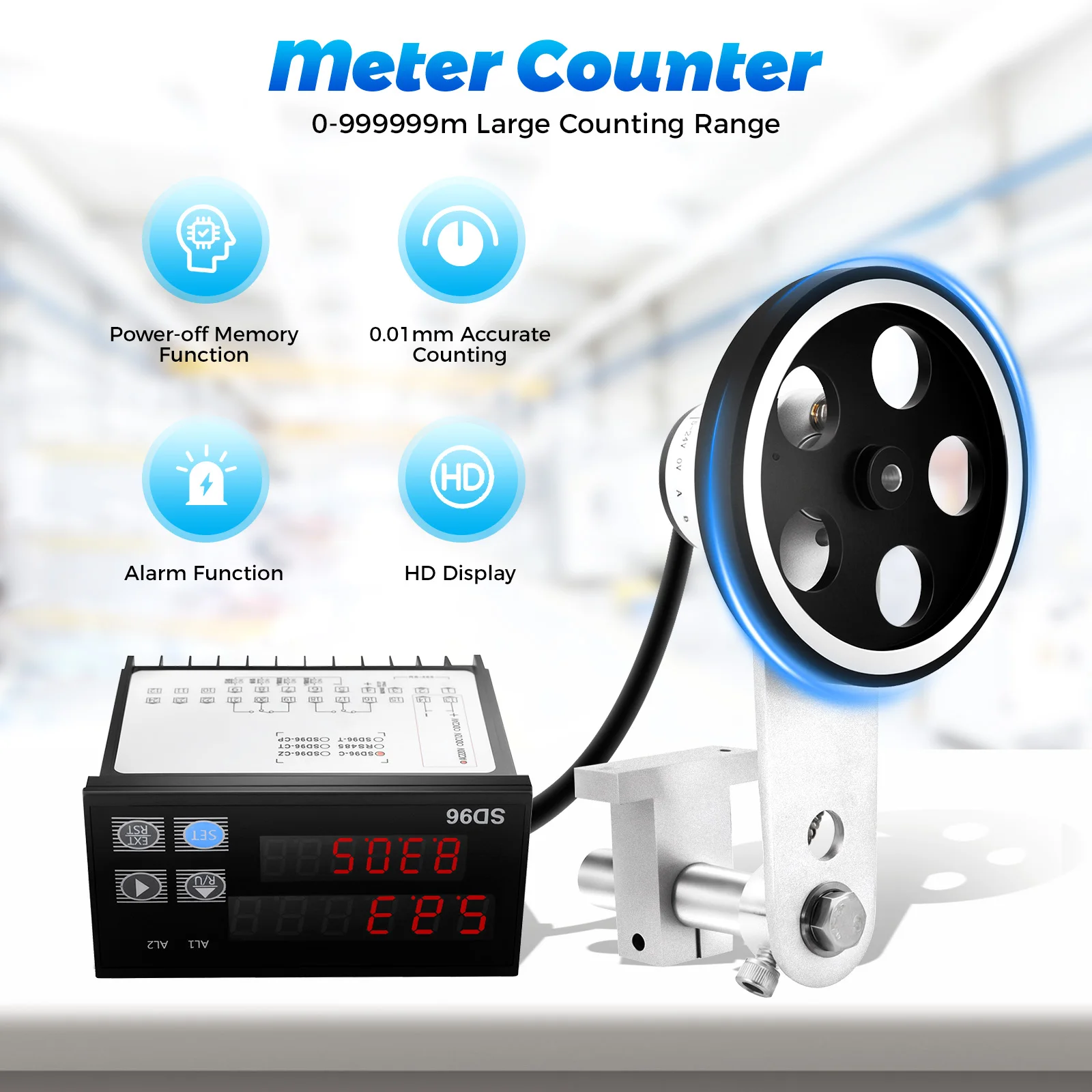 Digital Length Meter Counter Mechanical Length Counter Single Measure Wheel Unit in Feet Meter with Control Function 0-999999
Digital Length Meter Counter Mechanical Length Counter Single Measure Wheel Unit in Feet Meter with Control Function 0-999999