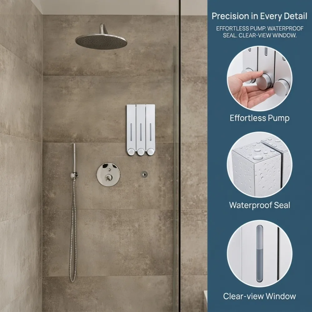 ABS Soap Dispenser White Silver Black Wall Mounted Shower Dispenser Refillable Manual Pump Shampoo Dispenser Bathroom Kitchen
ABS Soap Dispenser White Silver Black Wall Mounted Shower Dispenser Refillable Manual Pump Shampoo Dispenser Bathroom Kitchen