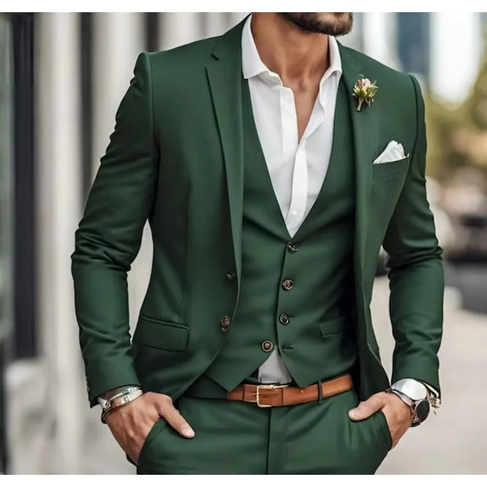Luxury Green Men Suits Elegant Wedding 3 Piece Jacket Pants Vest Male Clothing High Quality Customized Full Sets Costume Homme
Luxury Green Men Suits Elegant Wedding 3 Piece Jacket Pants Vest Male Clothing High Quality Customized Full Sets Costume Homme