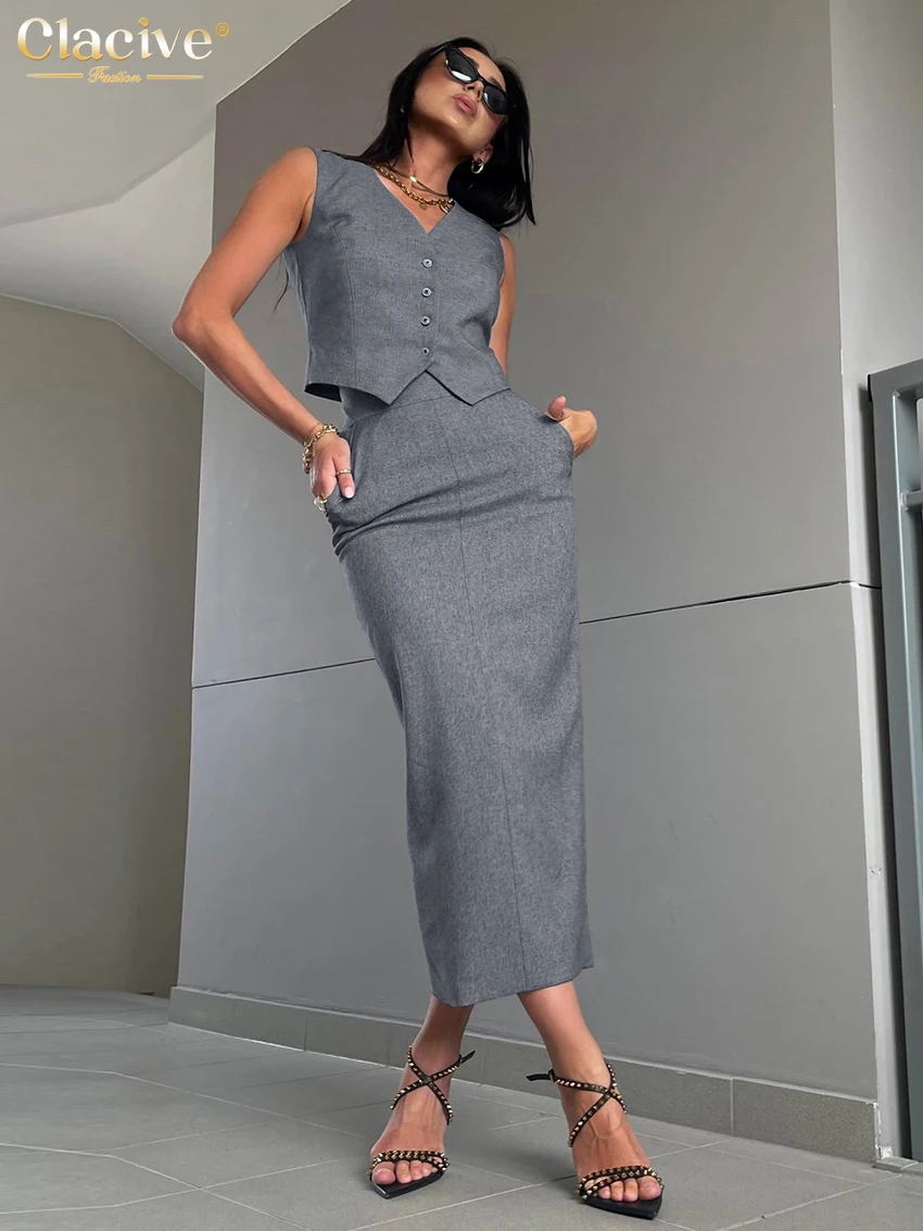 Clacive Summer Slim Black 2 Piece Sets Women Outfit 2025 Fashion Sleeveless Tank Top With High Waist Long Skirt Set Streetwear
Clacive Summer Slim Black 2 Piece Sets Women Outfit 2025 Fashion Sleeveless Tank Top With High Waist Long Skirt Set Streetwear
