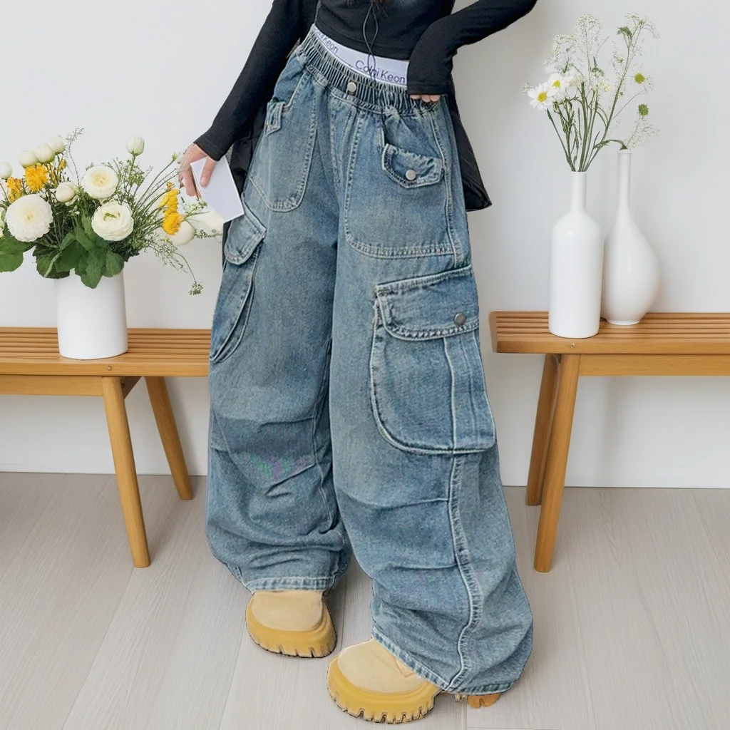 Autumn Teens Girls Cargo Pants Loose Casual Versatile Trendy Straight Wide Leg Jeans for Kids 10 12 13 Years Children Trousers
Autumn Teens Girls Cargo Pants Loose Casual Versatile Trendy Straight Wide Leg Jeans for Kids 10 12 13 Years Children Trousers