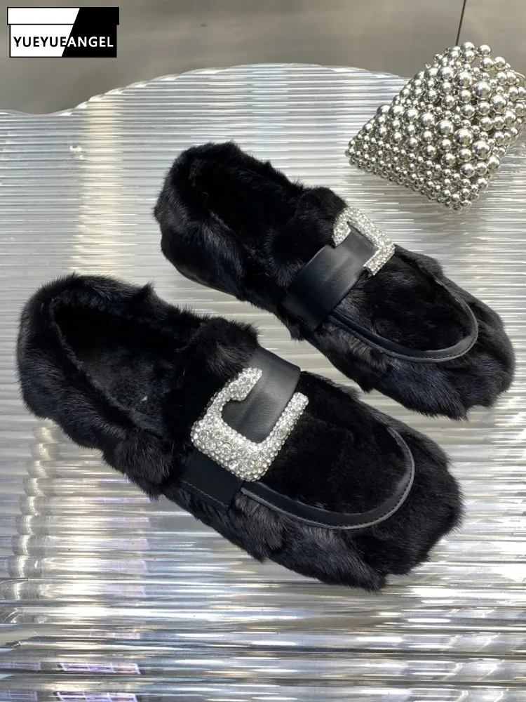 Women Shiny Diamonds Buckle Mink Fur Loafers Comfortable Flats Low Cut Winter Warm Fleece Lining Shoes Slip On Moccasin Footwear
Women Shiny Diamonds Buckle Mink Fur Loafers Comfortable Flats Low Cut Winter Warm Fleece Lining Shoes Slip On Moccasin Footwear