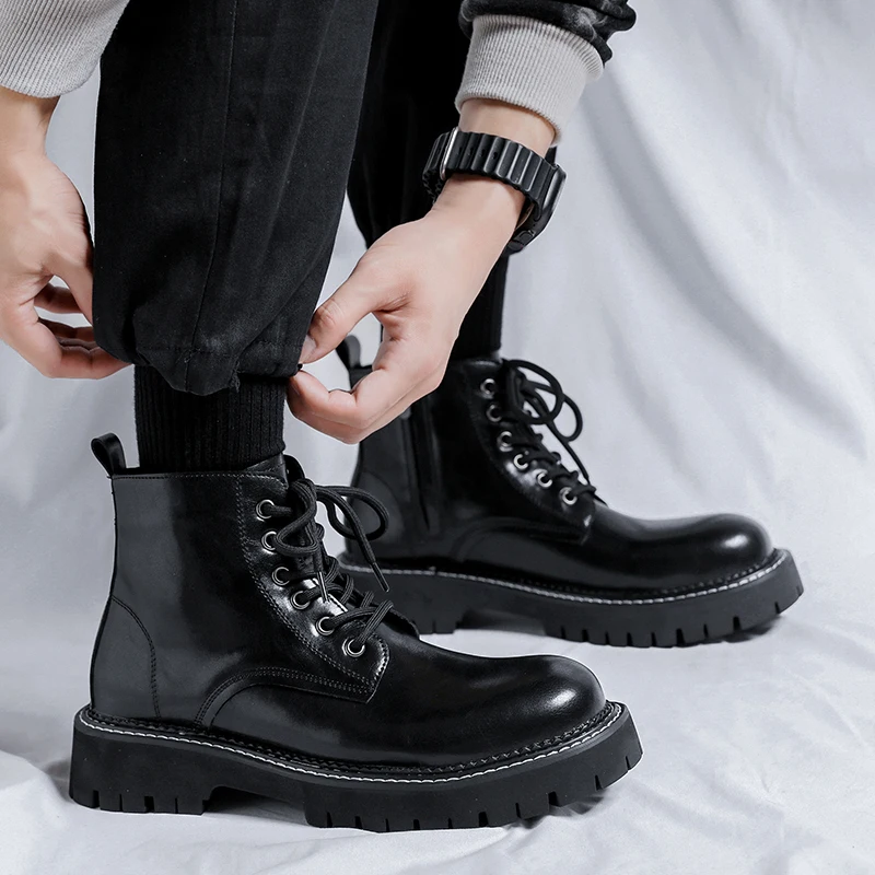 High Top Boots For Men Leather Shoes Fashion Motorcycle Ankle Military Boots For Men Winter Boots Man Shoes Lace-Up Botas Hombre
High Top Boots For Men Leather Shoes Fashion Motorcycle Ankle Military Boots For Men Winter Boots Man Shoes Lace-Up Botas Hombre
