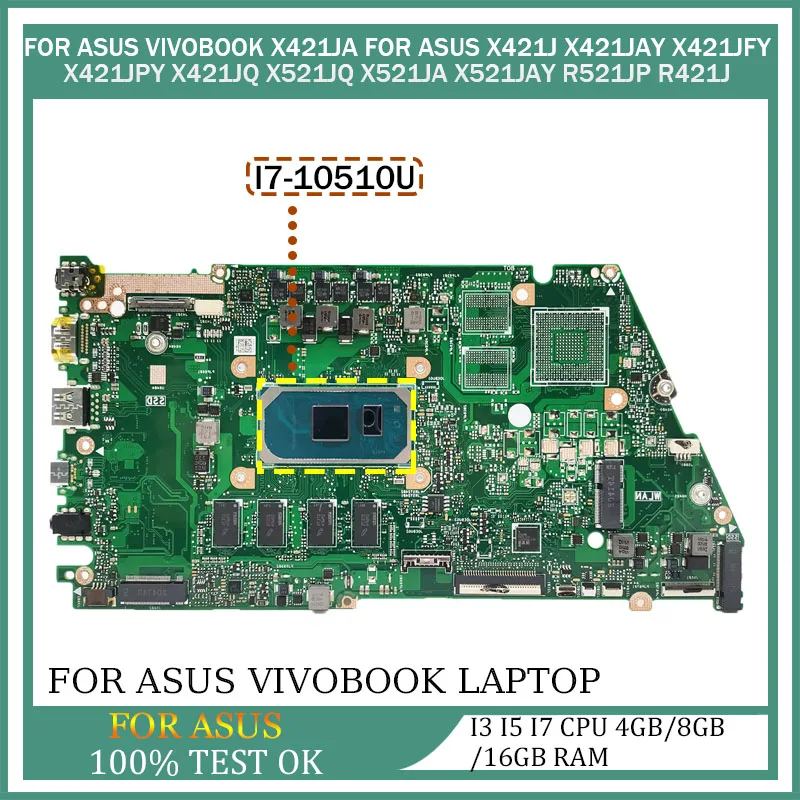 Notebook Mainboard For ASUS X421JAY X521JA X521JAY X421JFY X421JPY X421JQ X521JQ Motherboard I3 I5 I7 CPU 10th 4G/8G/16G RAM
Notebook Mainboard For ASUS X421JAY X521JA X521JAY X421JFY X421JPY X421JQ X521JQ Motherboard I3 I5 I7 CPU 10th 4G/8G/16G RAM