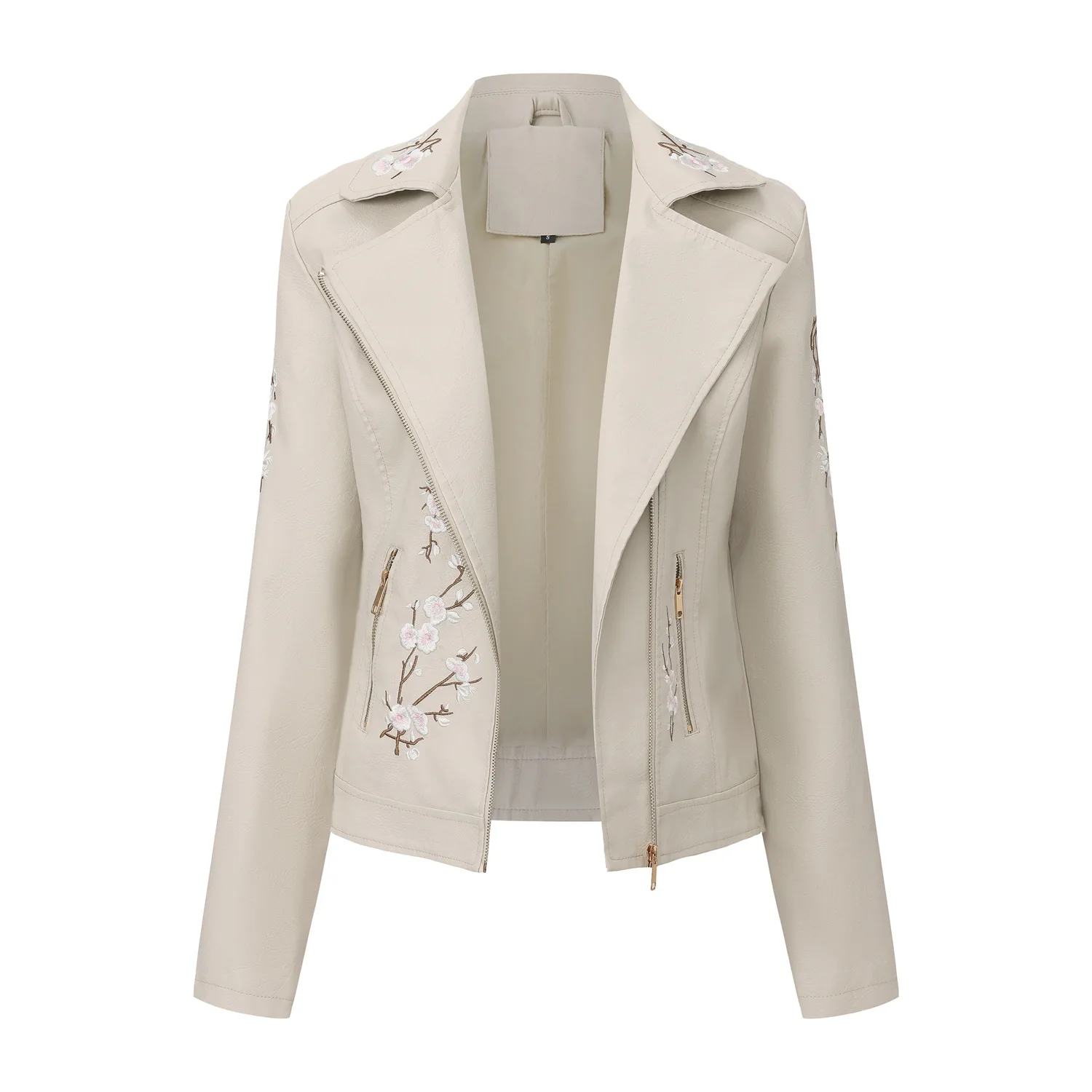 Women Floral Embroidery Faux PU Leather Jacket Lapel Diagonal Zipper Slim Biker Moto Coat Spring Autumn Casual Short Outerwear
Women Floral Embroidery Faux PU Leather Jacket Lapel Diagonal Zipper Slim Biker Moto Coat Spring Autumn Casual Short Outerwear