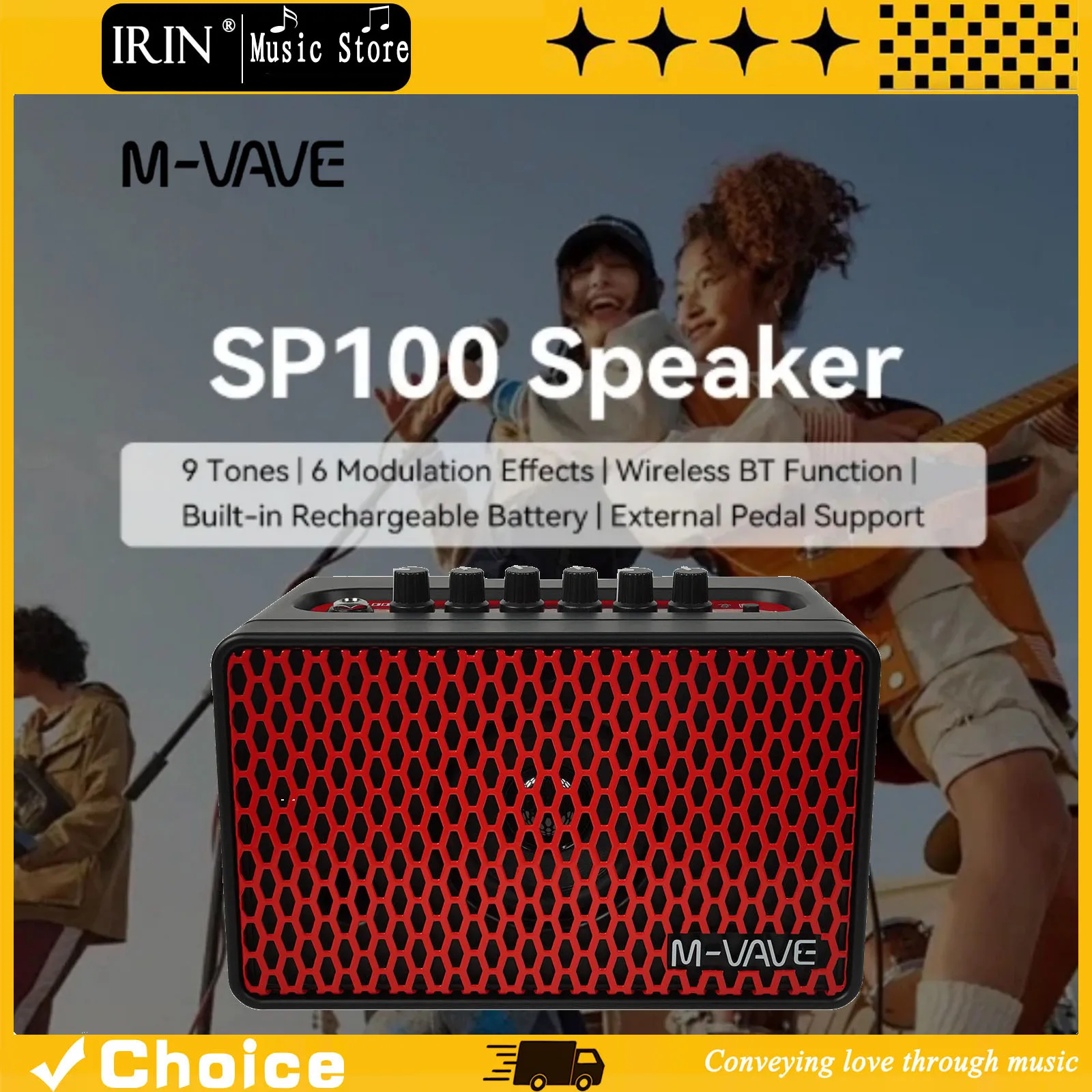 M-VAVE SP100 10W Electric Guitar Speaker with Built in Box Head and Simulated Outdoor Performance Portable Speaker
M-VAVE SP100 10W Electric Guitar Speaker with Built in Box Head and Simulated Outdoor Performance Portable Speaker