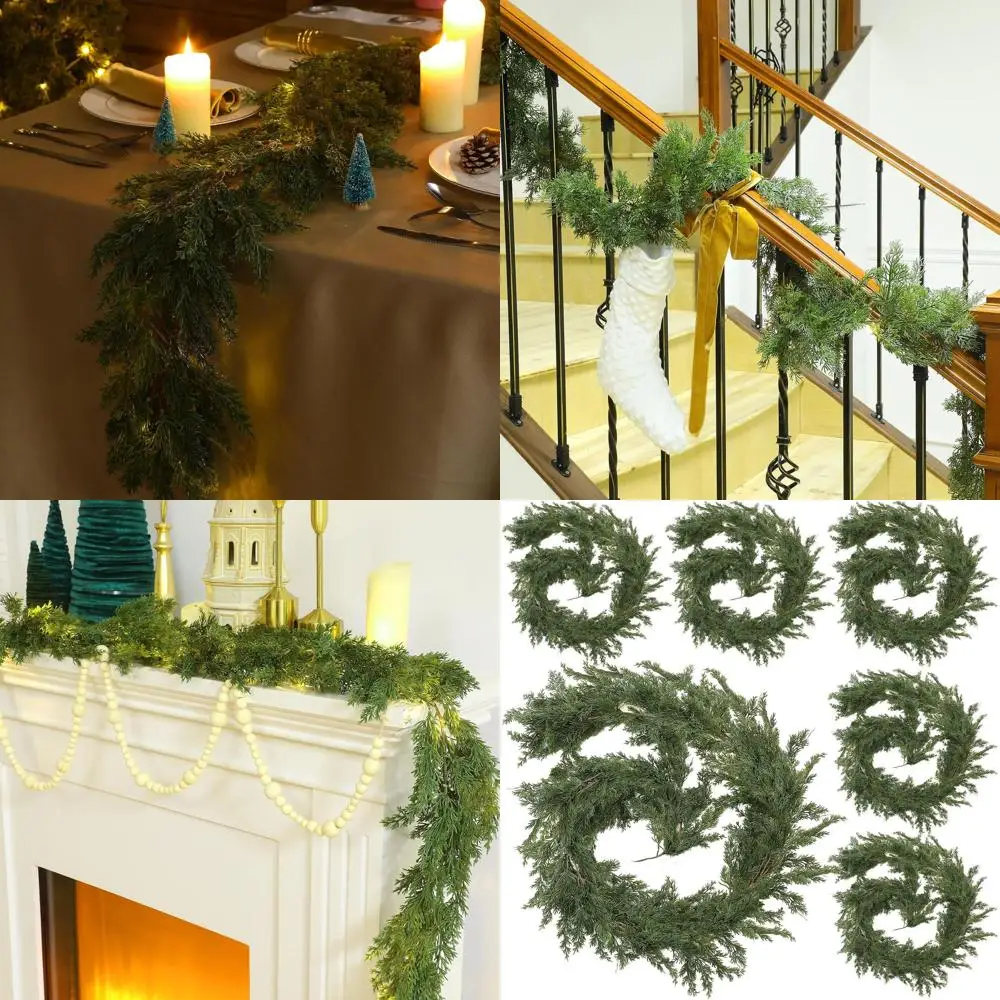 6-Foot Artificial Christmas Cedar Garland with Realistic Green Pine for Holiday Decor and Centerpieces
6-Foot Artificial Christmas Cedar Garland with Realistic Green Pine for Holiday Decor and Centerpieces