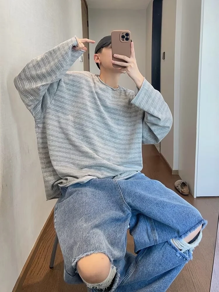 Retro Loose Fit Long Sve T-irt round Ne Striped Base irt Men's Thin Cleanfit Top Breathable Comfortable Casual Tee
Retro Loose Fit Long Sve T-irt round Ne Striped Base irt Men's Thin Cleanfit Top Breathable Comfortable Casual Tee