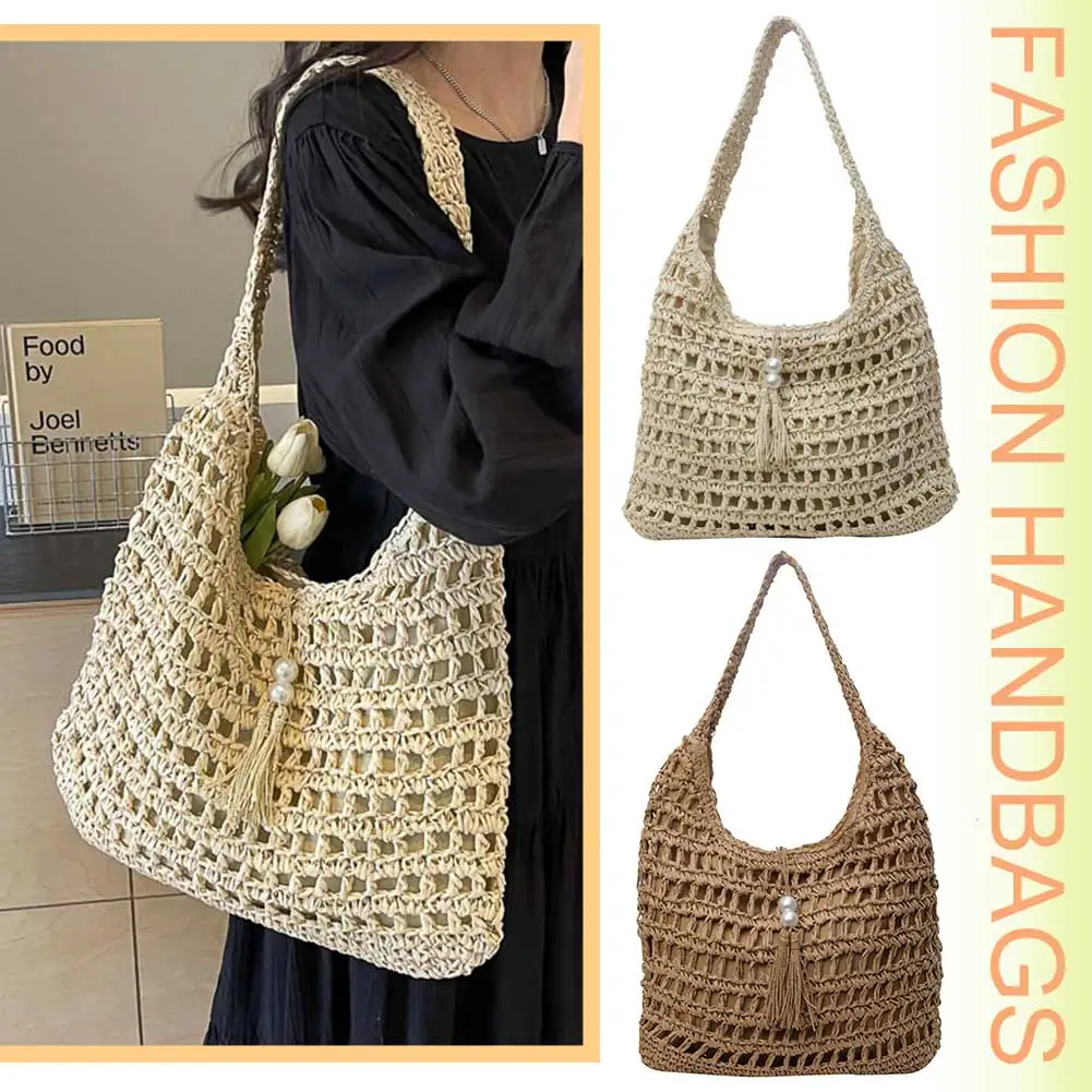 Handwoven Straw Beach Bag Large Holiday Travel Handbag Hollow Vacation Bag with Tassels Top Handle Bag for Women and Girls
Handwoven Straw Beach Bag Large Holiday Travel Handbag Hollow Vacation Bag with Tassels Top Handle Bag for Women and Girls