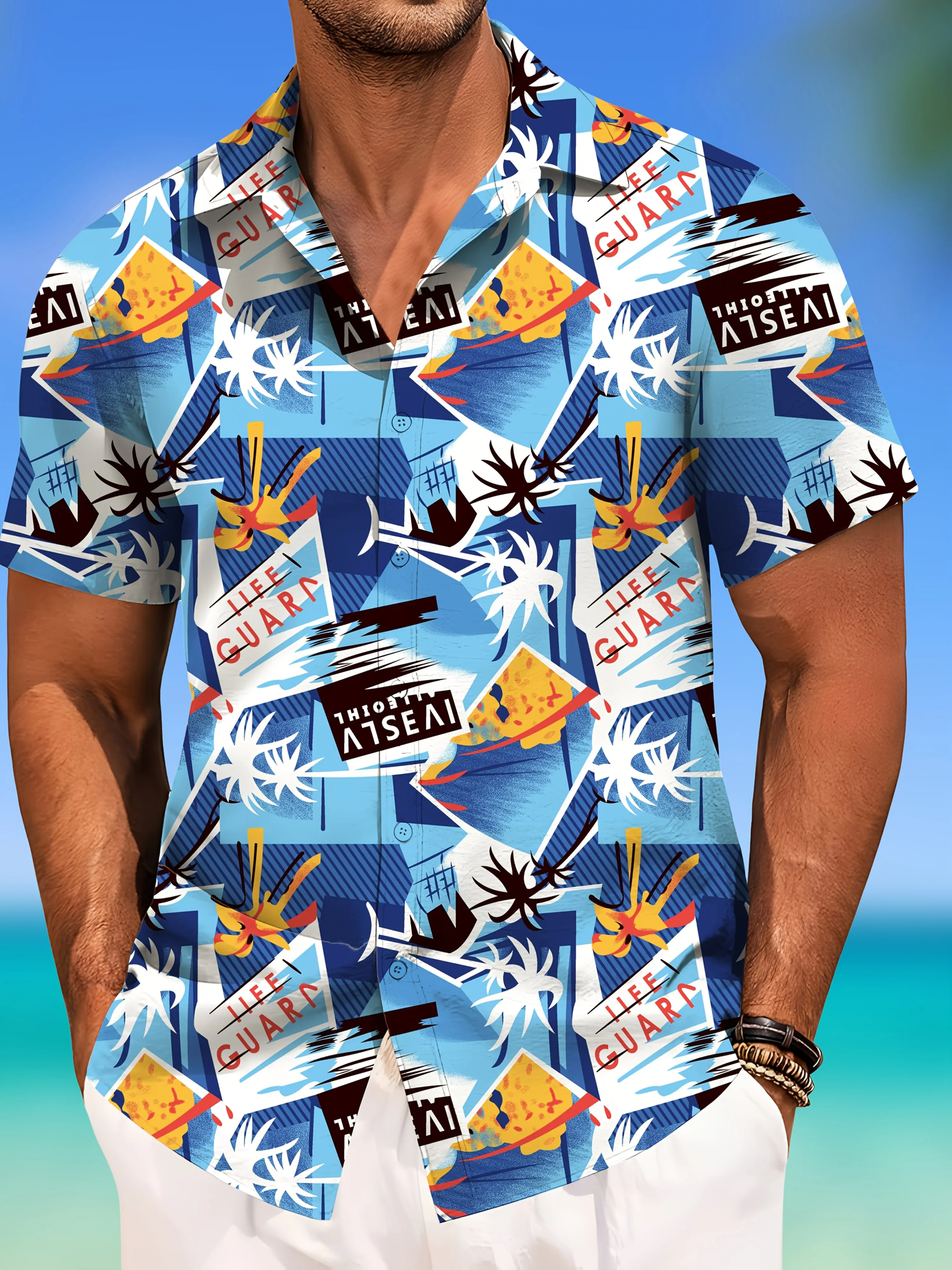 Men's Retro Life Guard Surf Print Short Sleeve Shirt Casual Hawaiian Button Down Shirts For Men Beach Vacation Wear
Men's Retro Life Guard Surf Print Short Sleeve Shirt Casual Hawaiian Button Down Shirts For Men Beach Vacation Wear