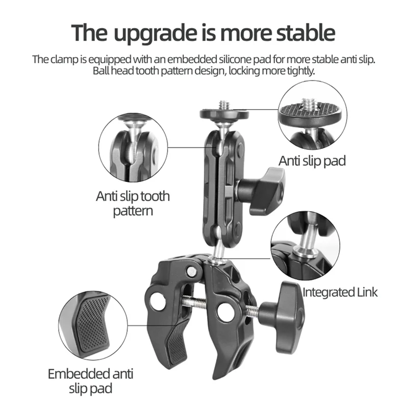 ABSQ-360 ° Адаптер с шаровой головкой Magic Arm Metal Super Clamp с двойной шаровой головкой, винт 1/4 дюйма, резьба 3/8 дюйма для монитора камеры, светодиодный светильник
ABSQ-360 ° Адаптер с шаровой головкой Magic Arm Metal Super Clamp с двойной шаровой головкой, винт 1/4 дюйма, резьба 3/8 дюйма для монитора камеры, светодиодный светильник