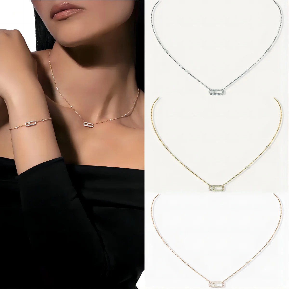 French luxury brand jewelry 925 sterling silver Move series sliding pendant single diamond women's necklace fashionable and vers
French luxury brand jewelry 925 sterling silver Move series sliding pendant single diamond women's necklace fashionable and vers