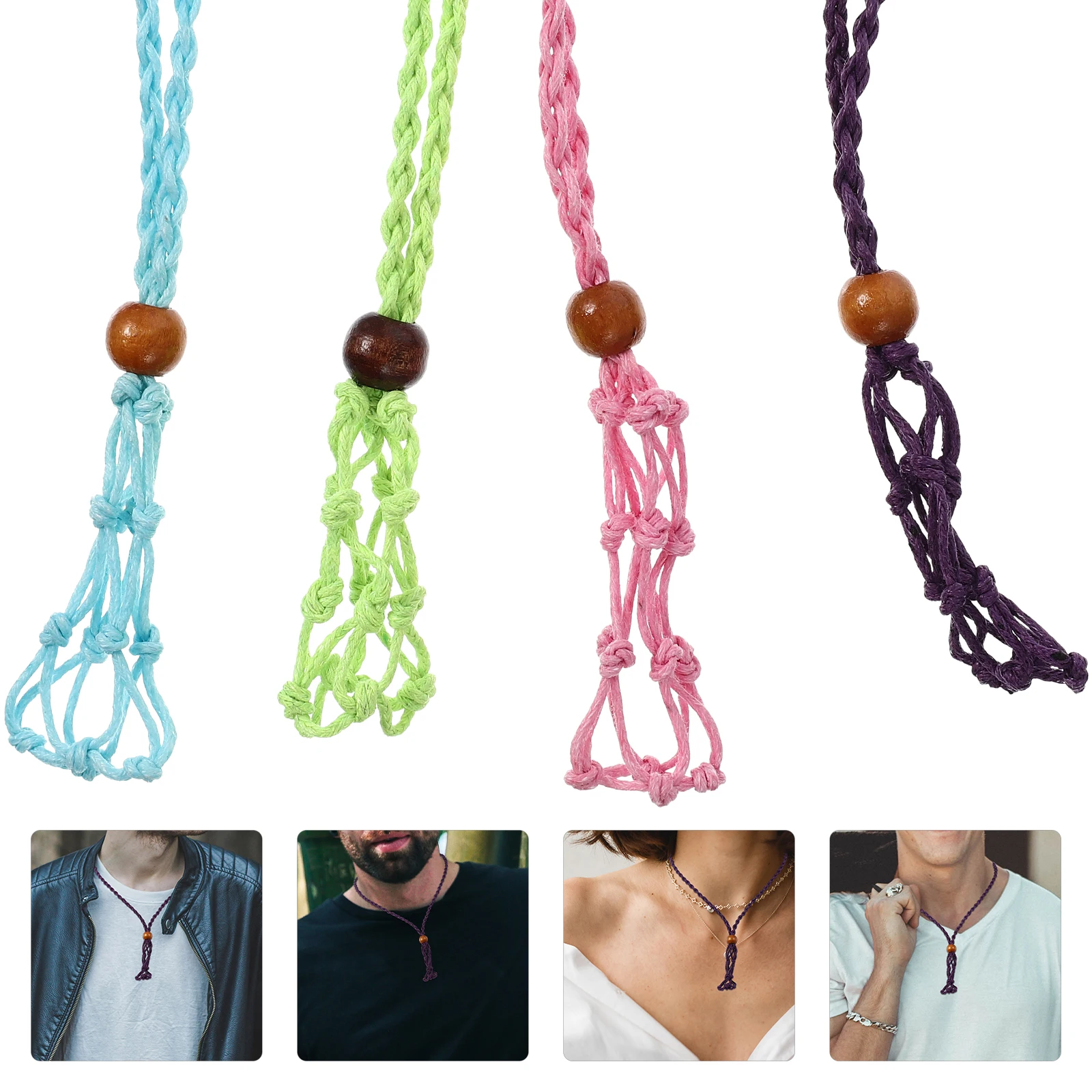 4 Pcs Braided Necklace Pendant Woven Stone Holder Accessories Replacement Cords Empty for Crystal DIY Hanging Cage
4 Pcs Braided Necklace Pendant Woven Stone Holder Accessories Replacement Cords Empty for Crystal DIY Hanging Cage