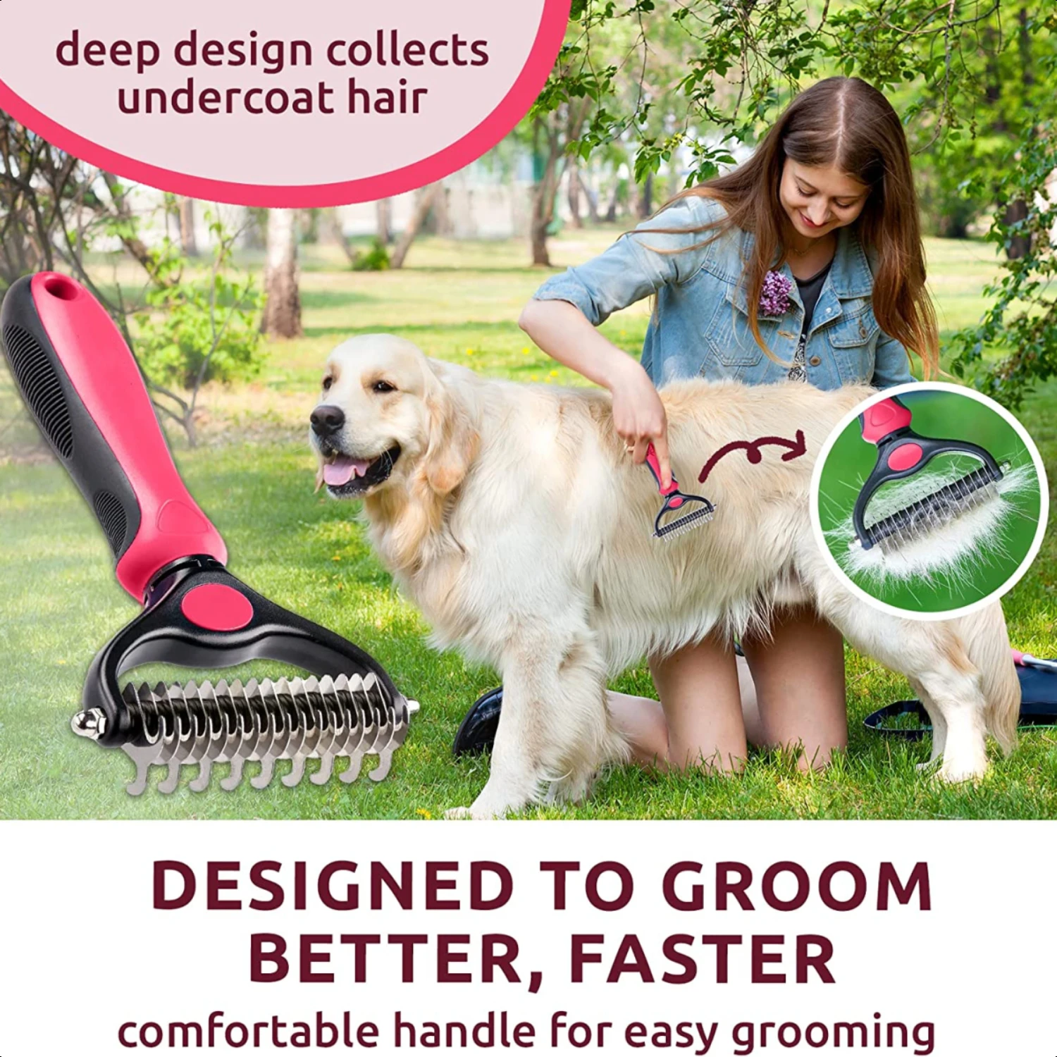 High-quality versatile professional-grade double-sided deshedding brush for dogs and cats - Efficient extra wide shedding comb w
High-quality versatile professional-grade double-sided deshedding brush for dogs and cats - Efficient extra wide shedding comb w