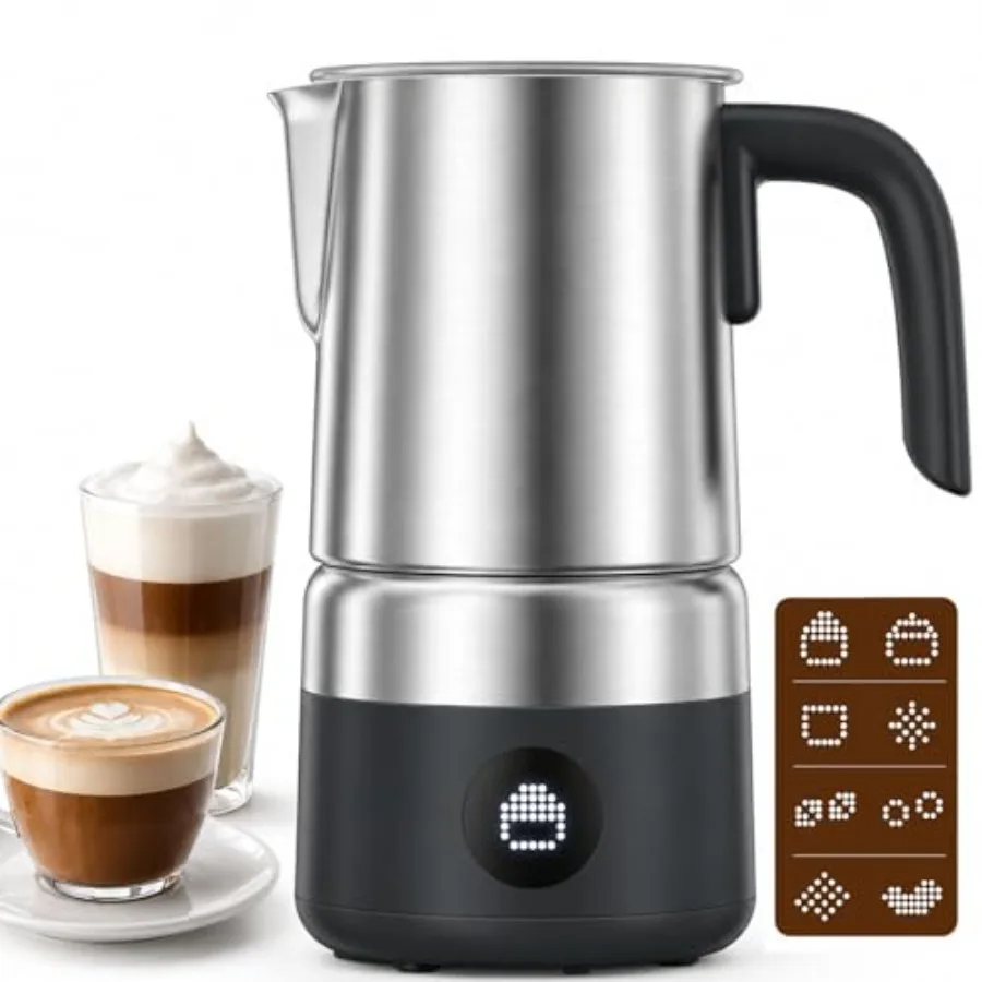 Milk Frother and Steamer for Lattes Cappuccinos Macchiato, Stainless Steel, Silver, 600W Automatic Hot Cold Foam Maker with Det
Milk Frother and Steamer for Lattes Cappuccinos Macchiato, Stainless Steel, Silver, 600W Automatic Hot Cold Foam Maker with Det