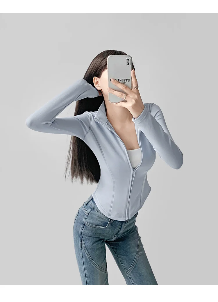 Long-sleeved T-shirt women's simple fashion versatile American semi-turtleneck zipper new lapel top cardigan spring and summer
Long-sleeved T-shirt women's simple fashion versatile American semi-turtleneck zipper new lapel top cardigan spring and summer