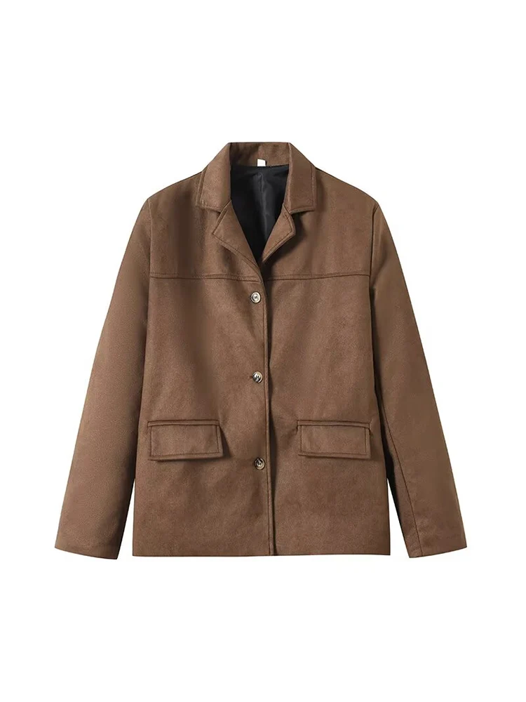 European style new women's fashion versatile temperament solid color lapel long sleeve loose jacket
European style new women's fashion versatile temperament solid color lapel long sleeve loose jacket