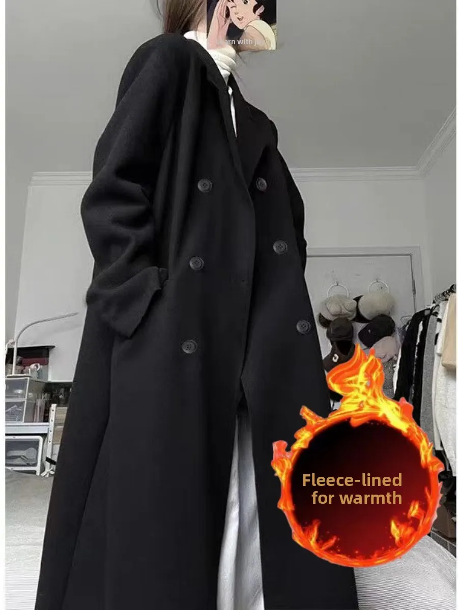 British Style Woolen Fleece Lined Coat Autumn Winter New Loose Slimming Thickened Mid-Length Outerwear Set Yangjing E34IURey
British Style Woolen Fleece Lined Coat Autumn Winter New Loose Slimming Thickened Mid-Length Outerwear Set Yangjing E34IURey