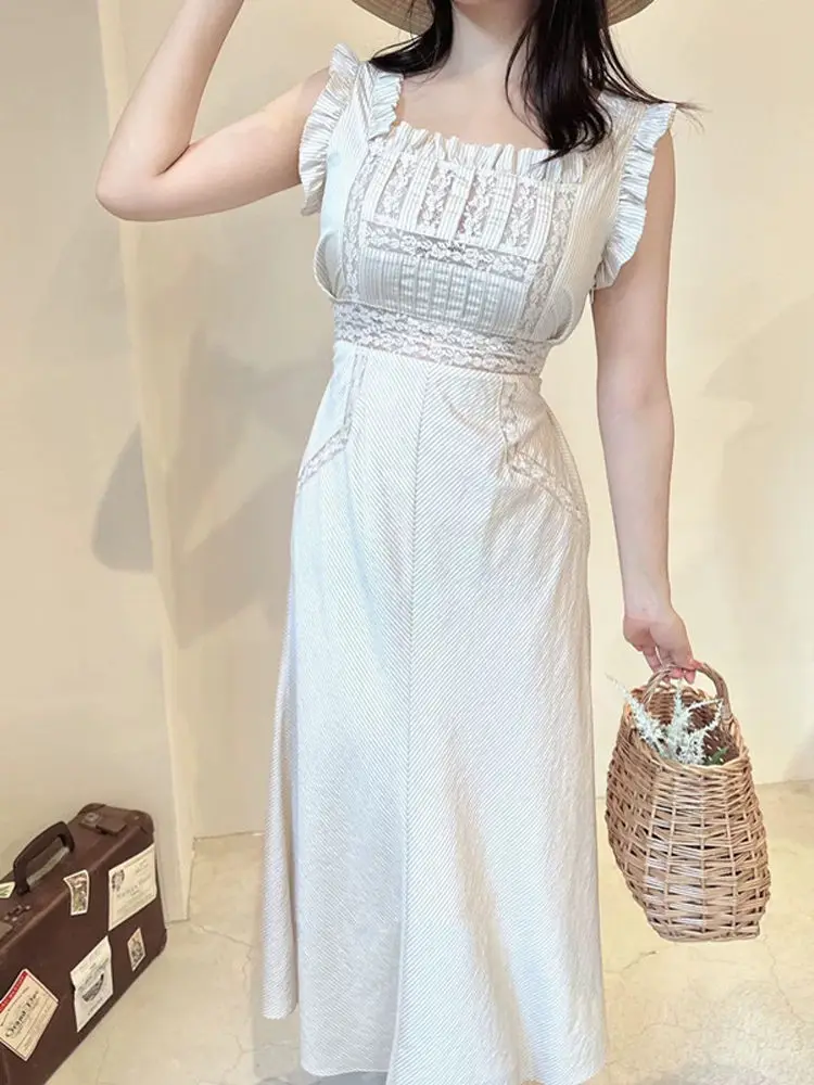 Spring Summer New Heavy Embroidery Lace Trimmed Japanese Style Long Dress Women's H Version Stripe Pattern Square Collar Dress
Spring Summer New Heavy Embroidery Lace Trimmed Japanese Style Long Dress Women's H Version Stripe Pattern Square Collar Dress