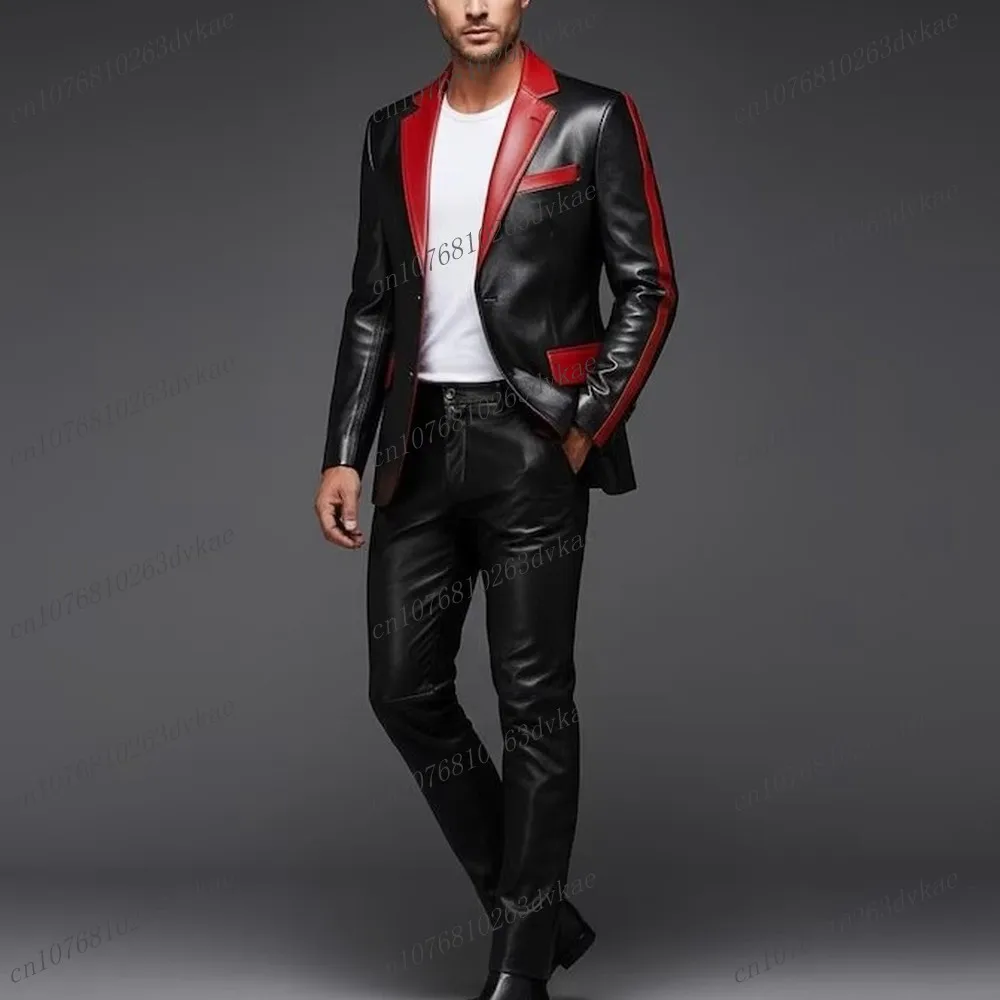 Red And Black Leather Men Suit Wedding Party Formal Groom Groomsman Prom Business Male Tuxedos 2 Piece Set Jacket Pants
Red And Black Leather Men Suit Wedding Party Formal Groom Groomsman Prom Business Male Tuxedos 2 Piece Set Jacket Pants