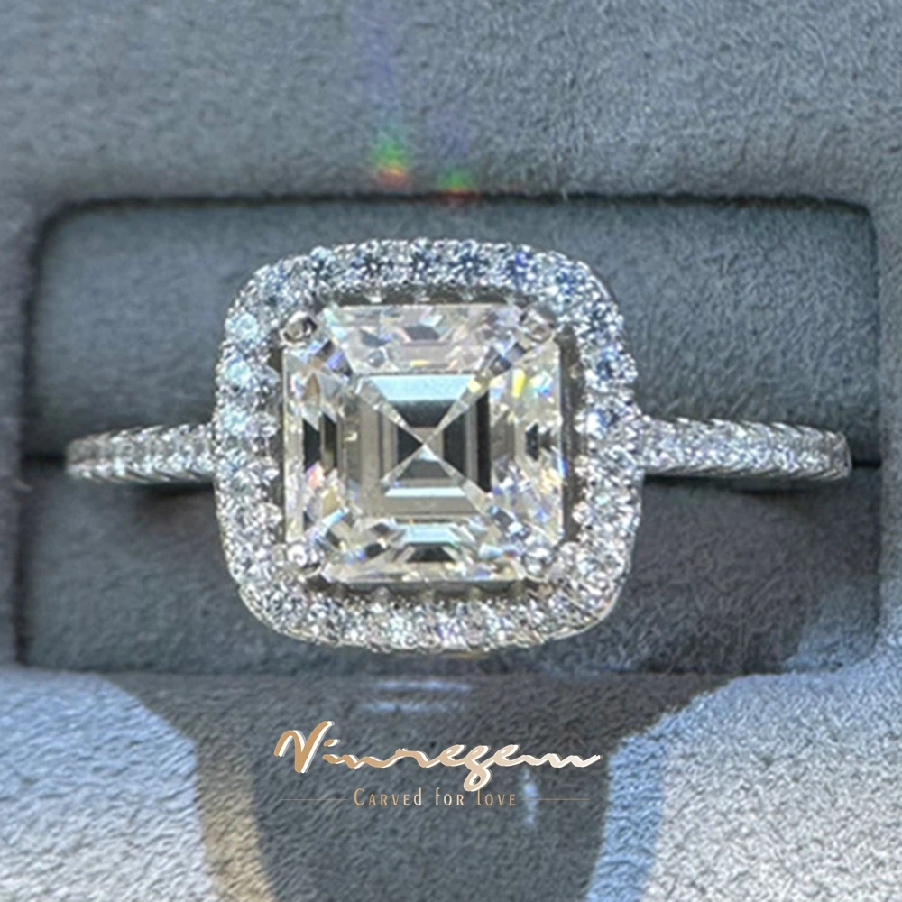 Vinregem 3EX VVS1 D Цвет Asscher Cut 2 CT Кольца из настоящего муассанита с бриллиантами и драгоценными камнями Стерлинговое серебро 925 пробы Обручальные ювелирные изделия
Vinregem 3EX VVS1 D Цвет Asscher Cut 2 CT Кольца из настоящего муассанита с бриллиантами и драгоценными камнями Стерлинговое серебро 925 пробы Обручальные ювелирные изделия