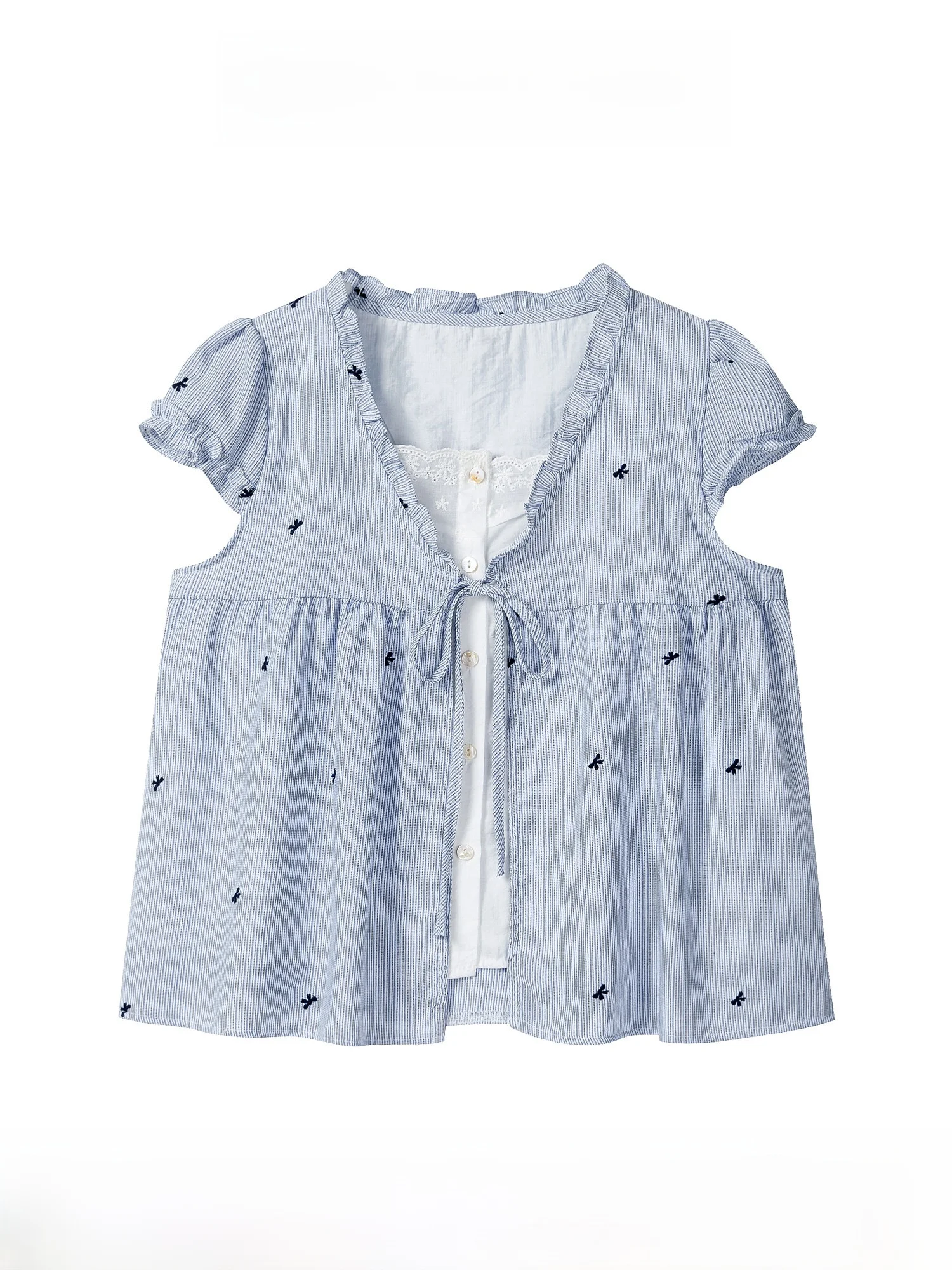 Summer New Women's ort Sve Striped irt Embroidered Lace Hem Commute Sle Loose Fit Cotton Korean Version Y2506x
Summer New Women's ort Sve Striped irt Embroidered Lace Hem Commute Sle Loose Fit Cotton Korean Version Y2506x