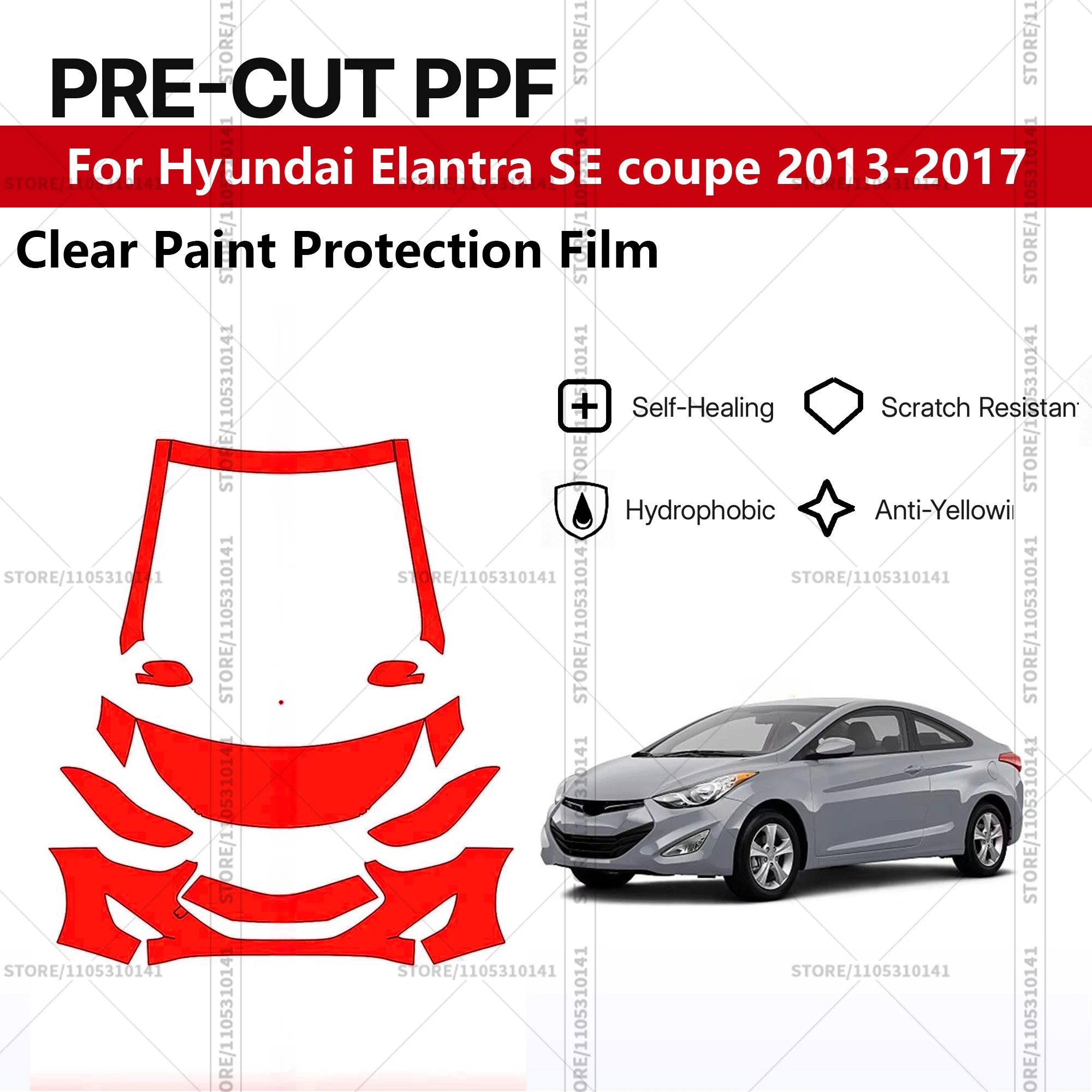 For Hyundai Elantra SE coupe 2013-2017 Pre-Cut Paint Protection Film PPF Transparent Car Film Automotive PPF Front Kit
For Hyundai Elantra SE coupe 2013-2017 Pre-Cut Paint Protection Film PPF Transparent Car Film Automotive PPF Front Kit