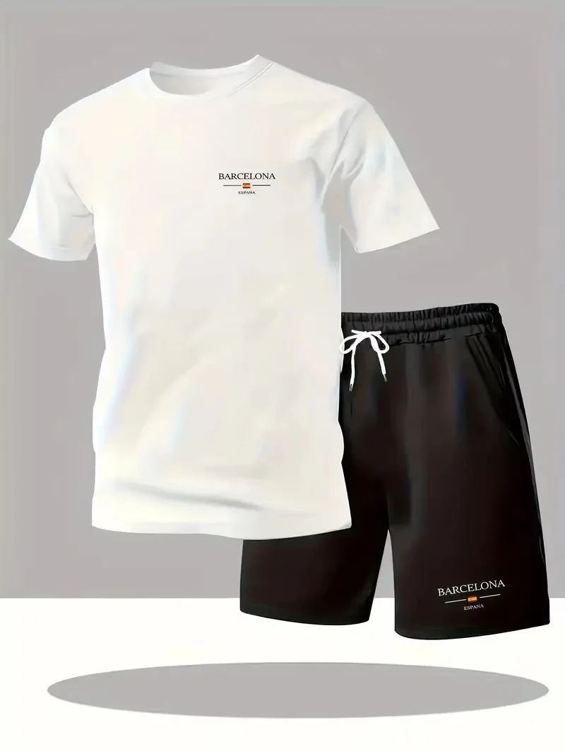 New summer fitness sportswear for men, short-sleeved T-shirt and shorts two-piece set, breathable and quick-drying casual wear.
New summer fitness sportswear for men, short-sleeved T-shirt and shorts two-piece set, breathable and quick-drying casual wear.