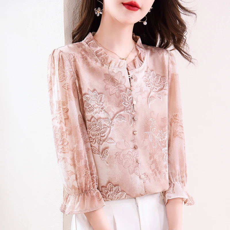 Элегантные топы с цветочным принтом, женские топы с рукавами 3/4, воротником с рюшами, модные женские блузки, летние рубашки 2025 года, винтажная блузка для мам, повседневные топы
Элегантные топы с цветочным принтом, женские топы с рукавами 3/4, воротником с рюшами, модные женские блузки, летние рубашки 2025 года, винтажная блузка для мам, повседневные топы
