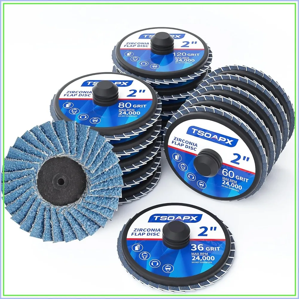 20 PCS 2" Zirconia Flap Discs Set, Grit 36/60/80/120, Roll Lock Sanding Wheels for Metal & Wood
20 PCS 2" Zirconia Flap Discs Set, Grit 36/60/80/120, Roll Lock Sanding Wheels for Metal & Wood