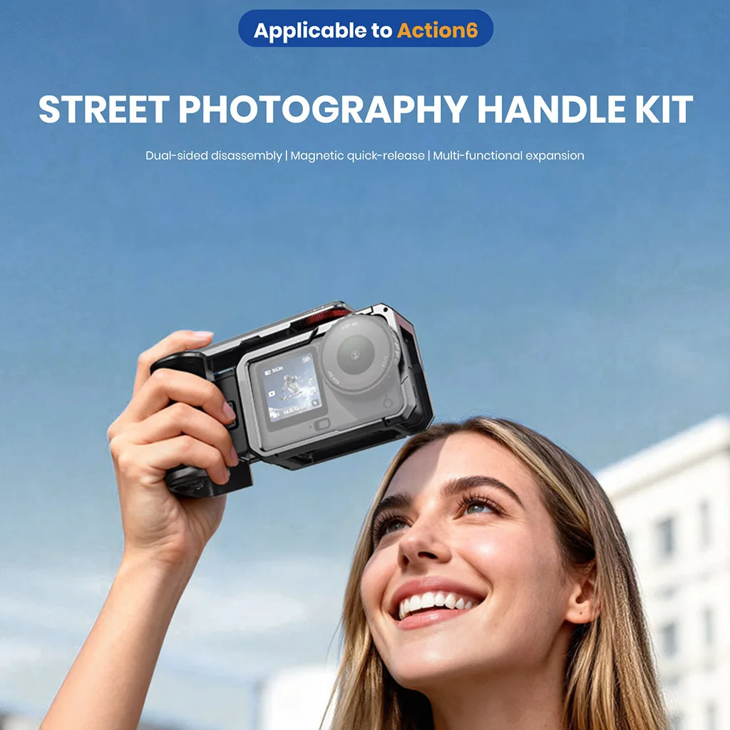 Кейс для камеры из алюминиевого сплава с ручным управлением для DJI OSMO Action 6, защитная рамка с быстросъемным креплением и возможностью расширения
Кейс для камеры из алюминиевого сплава с ручным управлением для DJI OSMO Action 6, защитная рамка с быстросъемным креплением и возможностью расширения