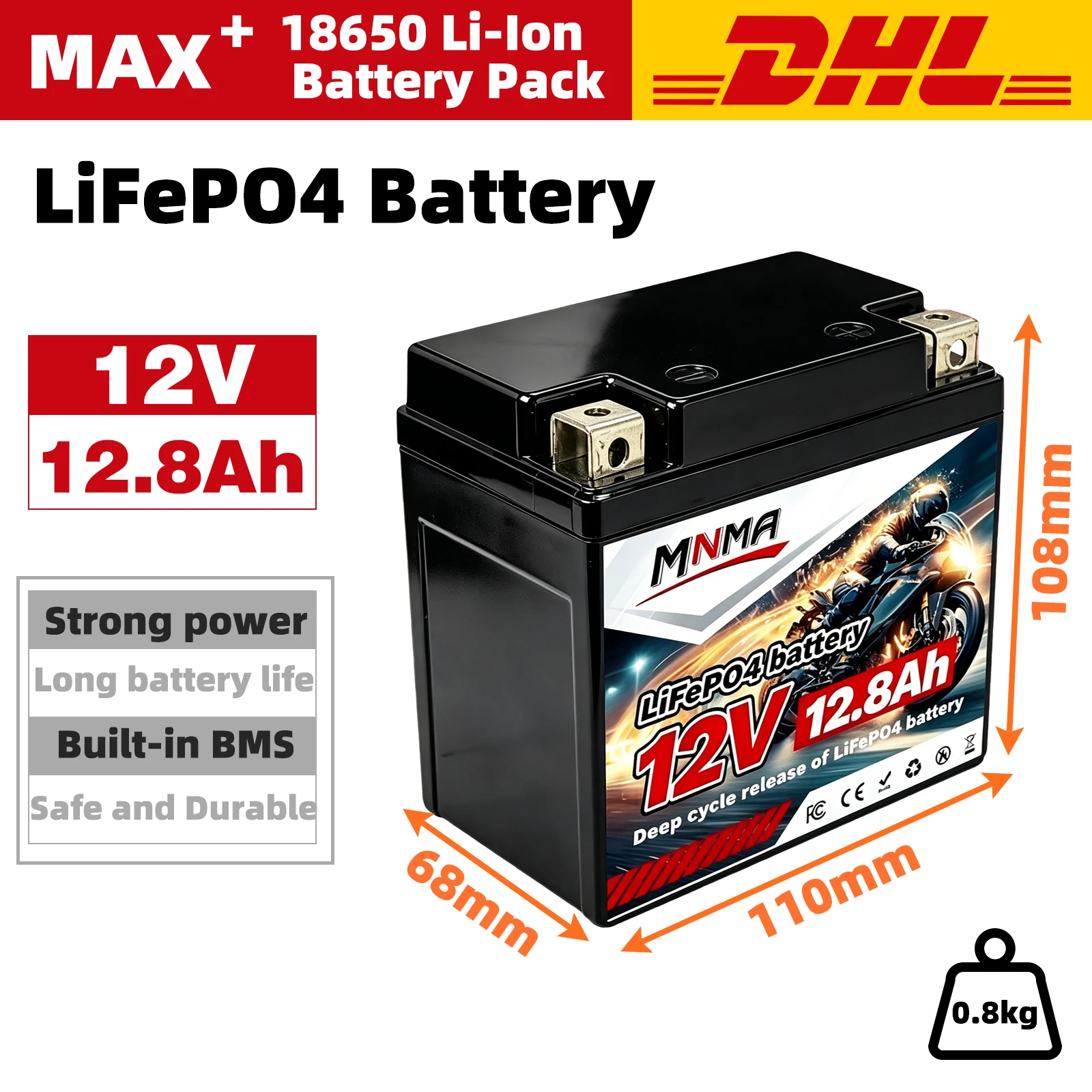 12.8V 12.8Ah Motorcycle Battery LiFePO4 Scooter Starter 300A-400A Built in BMS Lithium Battery Voltage Protection For ATV UTV
12.8V 12.8Ah Motorcycle Battery LiFePO4 Scooter Starter 300A-400A Built in BMS Lithium Battery Voltage Protection For ATV UTV