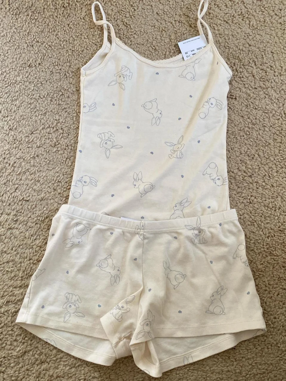 Bunny Cute Print Beige Shorts Sets Women Eyelet Slim Tank Top+Elastic Waist Shorts Cotton Sweet Home Casual Pajamas 2 Piece Set
Bunny Cute Print Beige Shorts Sets Women Eyelet Slim Tank Top+Elastic Waist Shorts Cotton Sweet Home Casual Pajamas 2 Piece Set